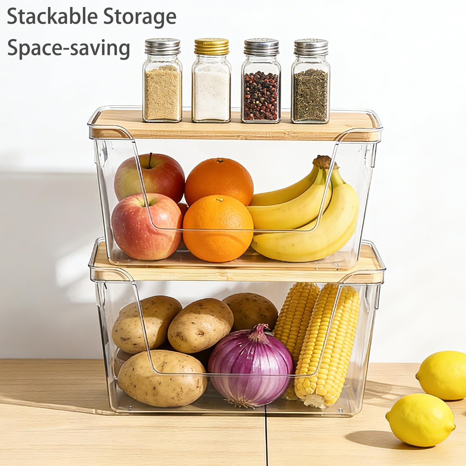 Hiziwimi 2 Set Pantry Organizers and Storage – Stackable 2 Pack, Clear