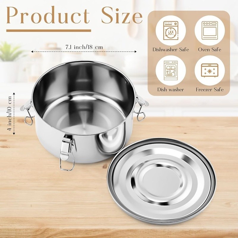 Stainless Steel Bento Box Set Leak Proof Food Storage Containers 4 Pack New