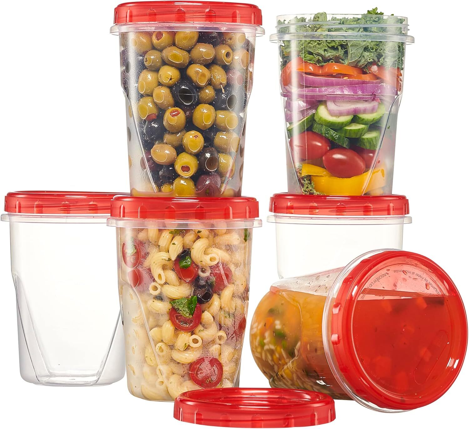 6 Pack 32oz Clear Reusable Food Storage Containers with Screw On Lid Twist Cap