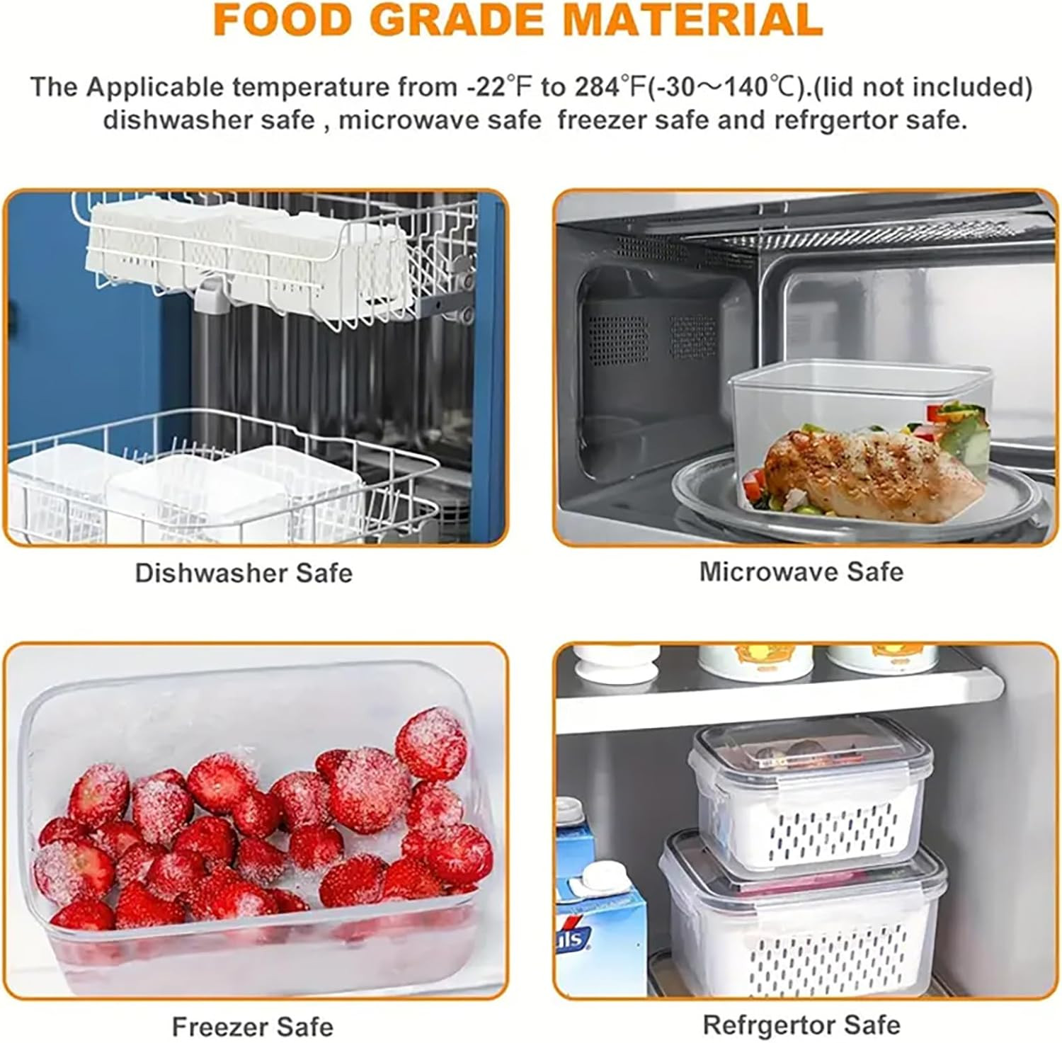 3Pcs 4 in 1 Fruit Containers for Fridge with Removable Colanders and Lids, Airti