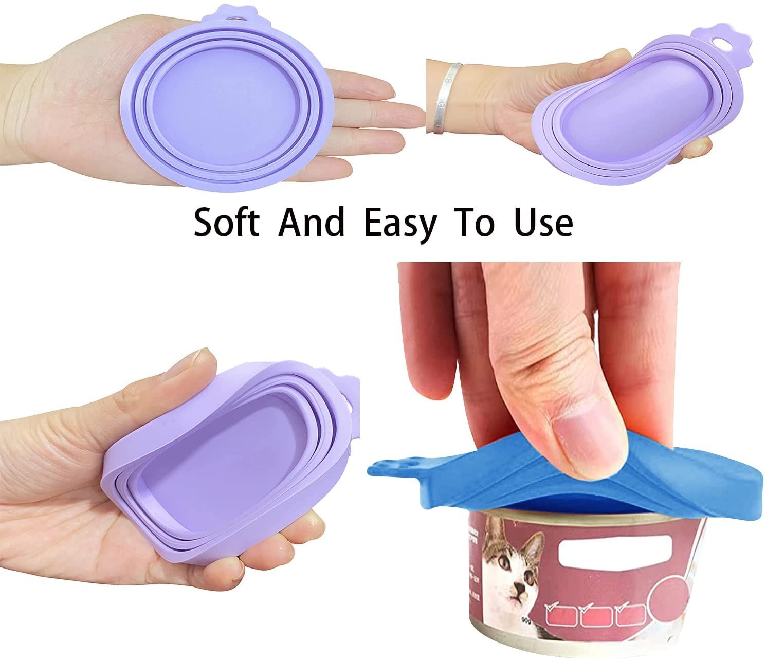 WANBAO 4 Pack Silicone Pet Food Light Blue, Green, Purple, Pink