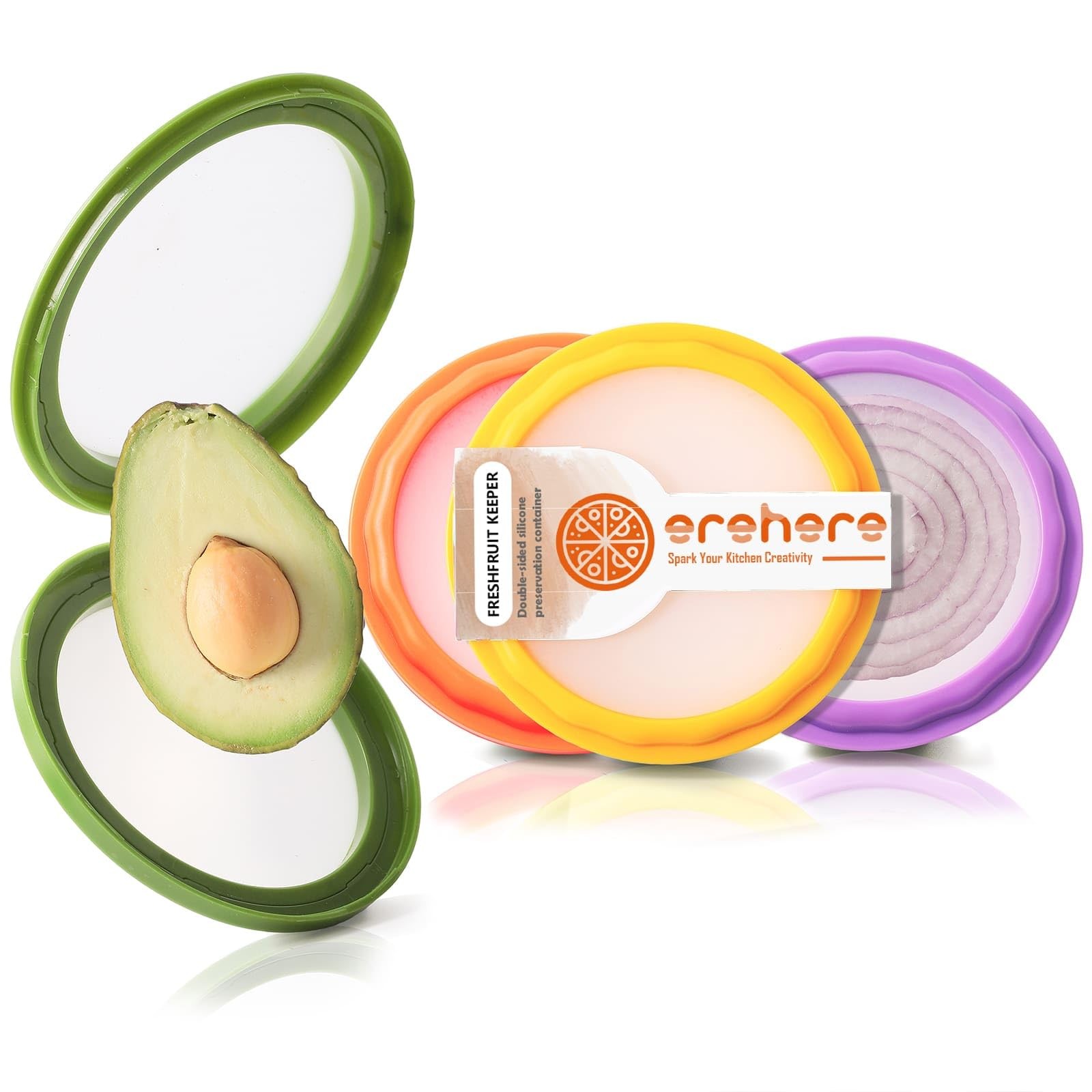 4-Piece Airtight Food Storage Containers Set – Avocado Saver, Onion Keeper, S…