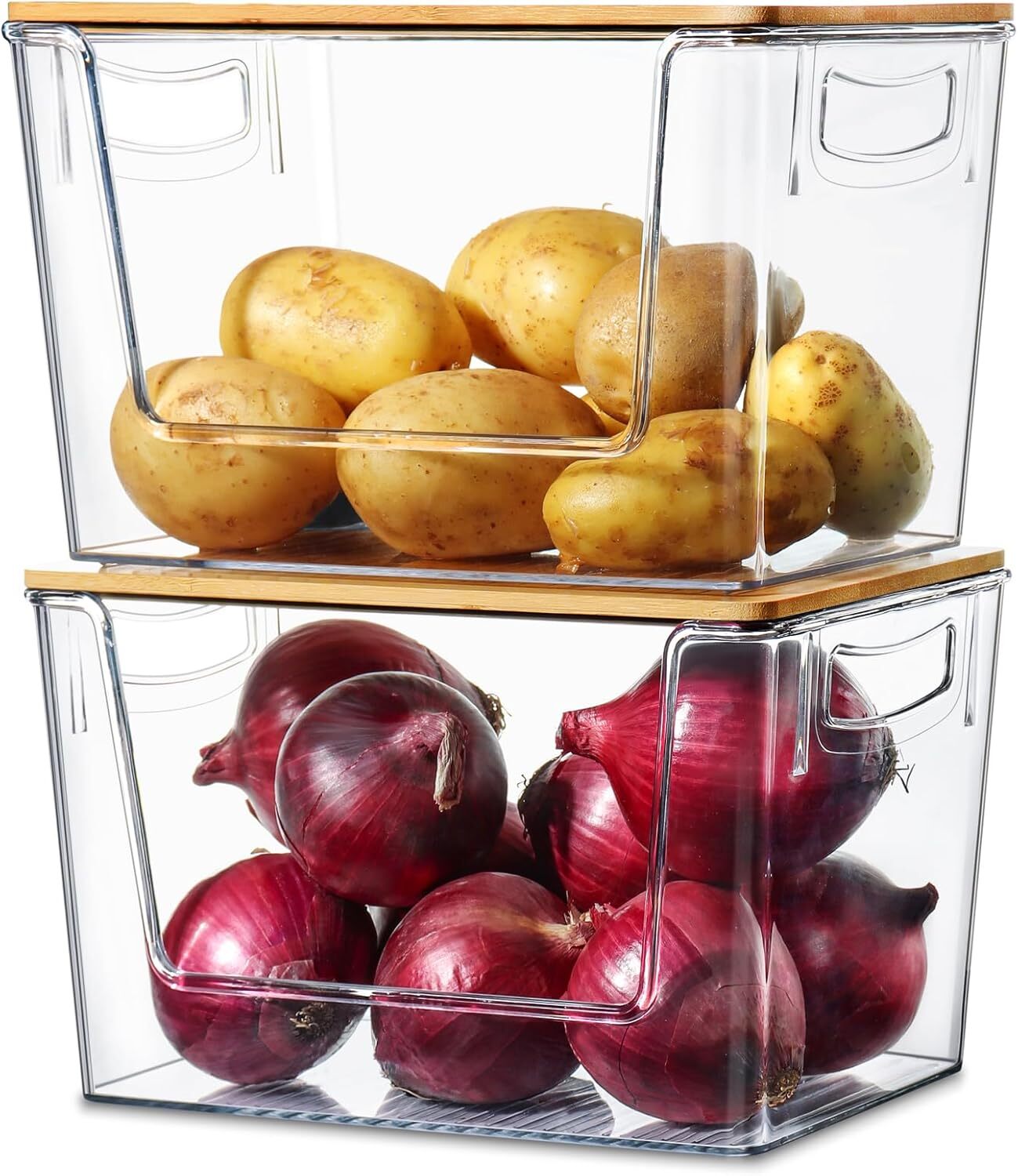 Pantry Organizers Storage, 2 Set Stackable Kitchen Counter Organizers for Onion