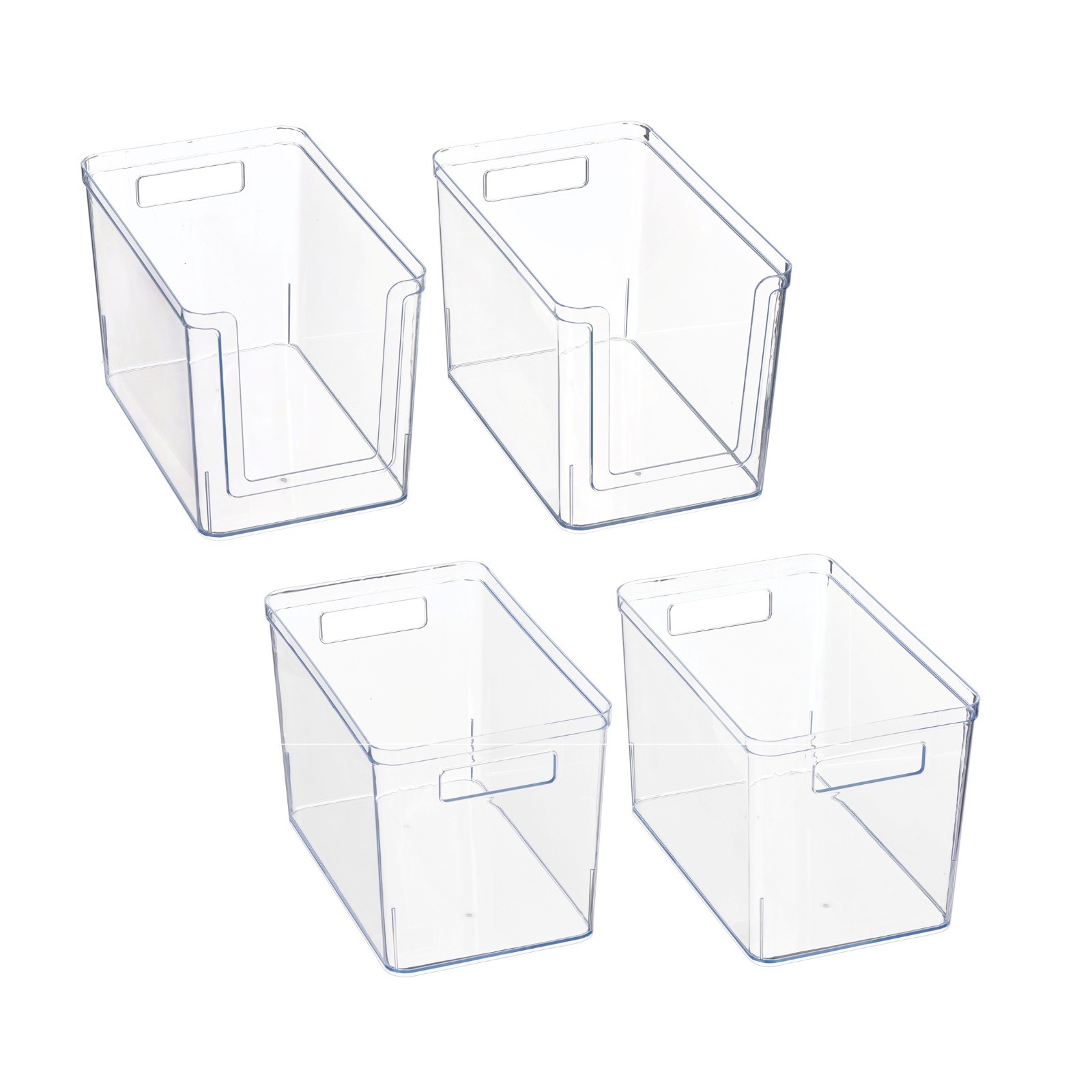 Mainstays 4-Piece Clear Plastic Pantry Storage Bin Organizer Set, Kitchen Cabine