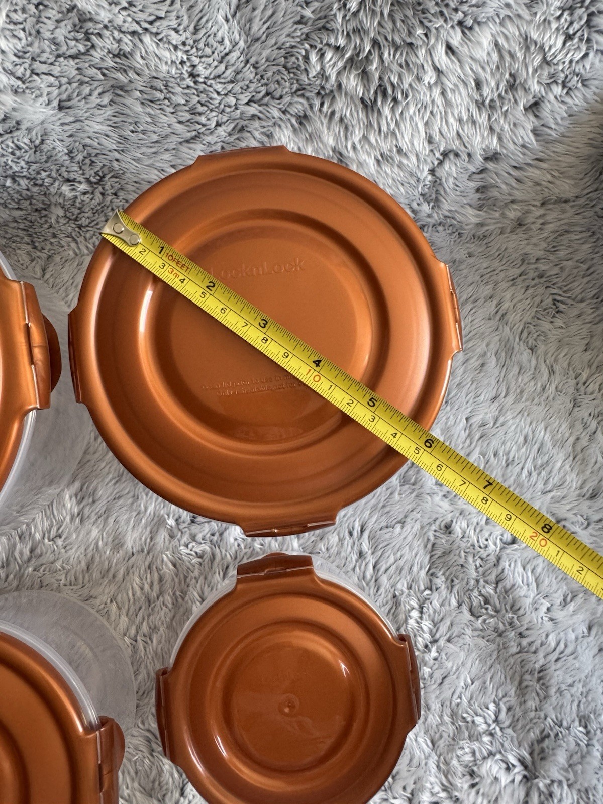 LocknLock 4 Piece Nestable Round Storage Set COPPER largestw/handle NEW