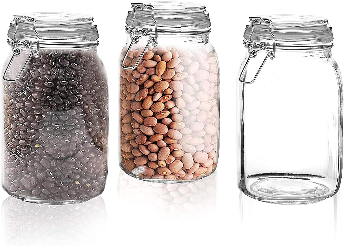 Set of 3 Glass Mason Jar with Airtight Lid 50 Ounces | Glass Storage Container
