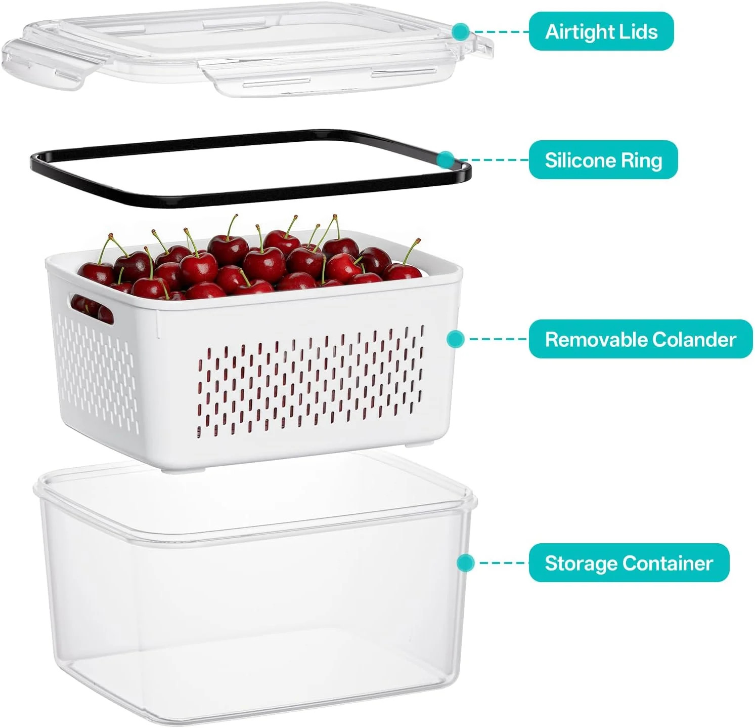 HOMETALL 4 Pack Fruit Storage Containers for Fridge Set, Produce Containers for