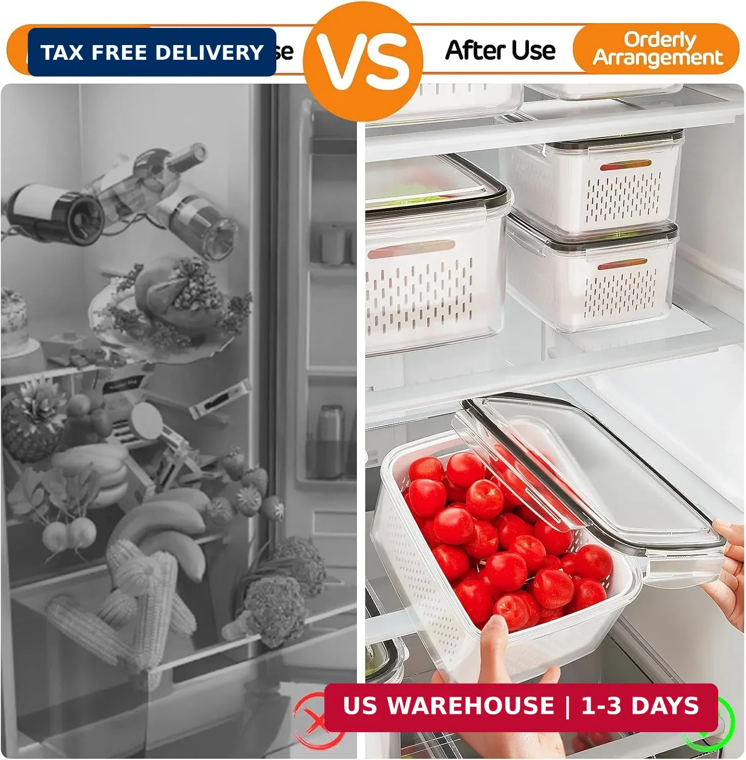 Best 5-Pack Fruit Storage Containers for Fridge with Removable Colanders 4 in 1