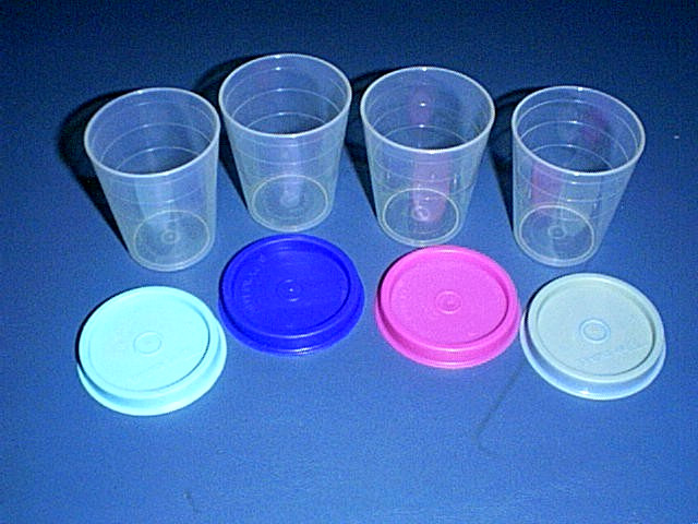 (4) Clear TUPPERWARE 2 oz Midgets #101 & Multi-color Seals #201 Pills/Condiments