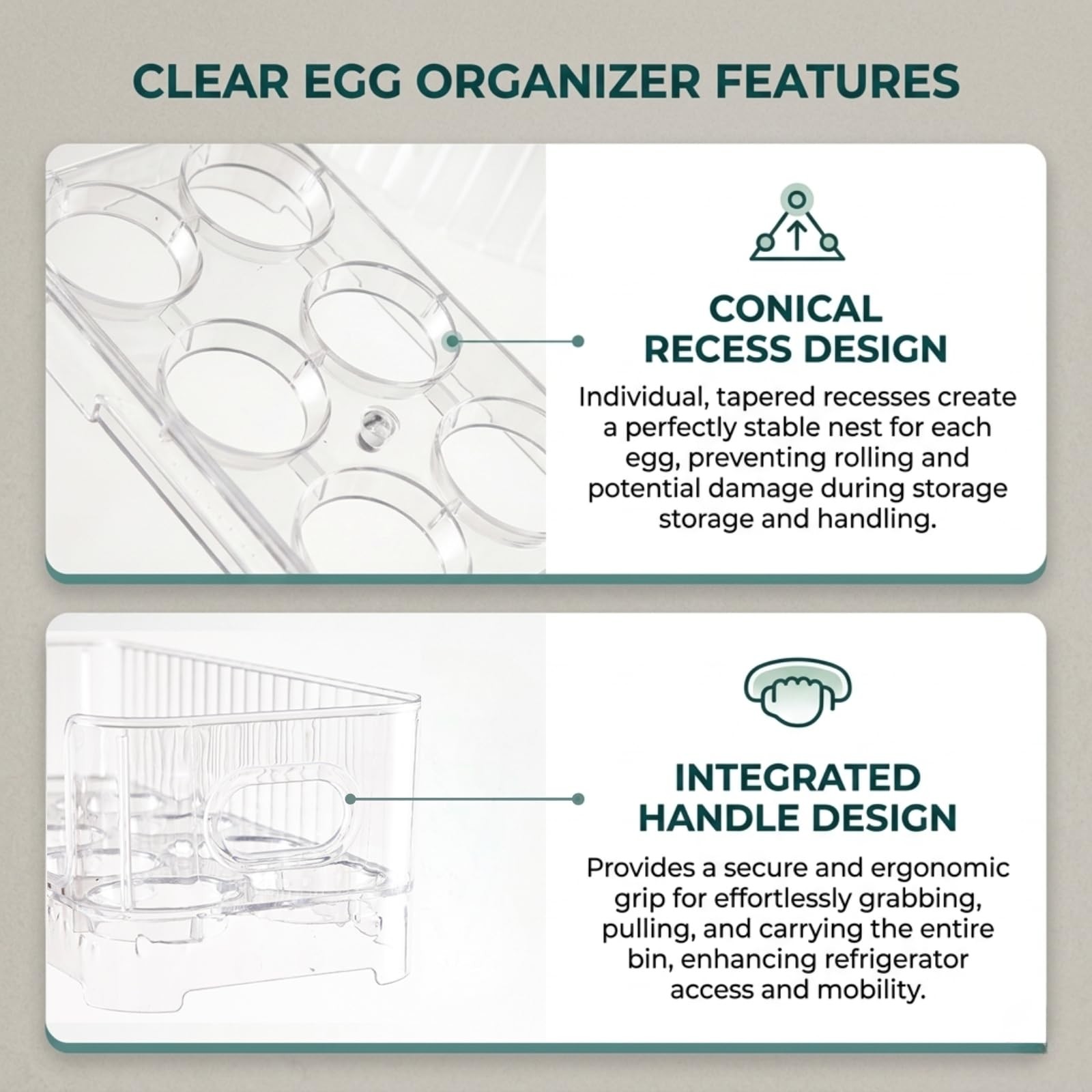 Stackable Egg Holder for Refrigerator Side Door, Slim 4-Tier Modular Egg Orga…