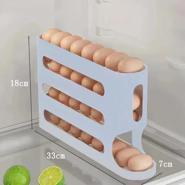 4-Tier Roll down Refrigerator Egg Dispenser Auto Rolling Egg Holder Storage Rack