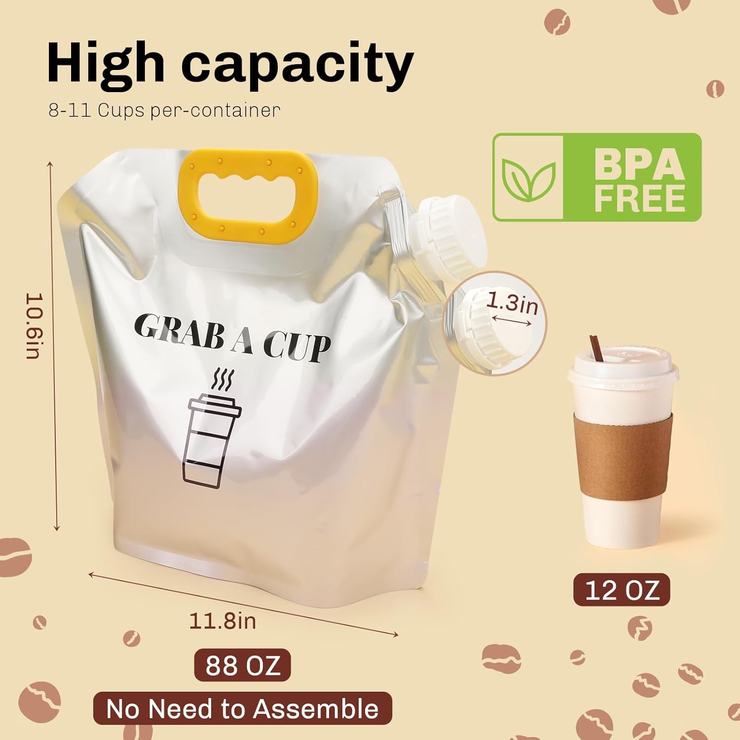 10 Pack Disposable Coffee Dispensers with Handle Coffee Box Cold Hot Beverage
