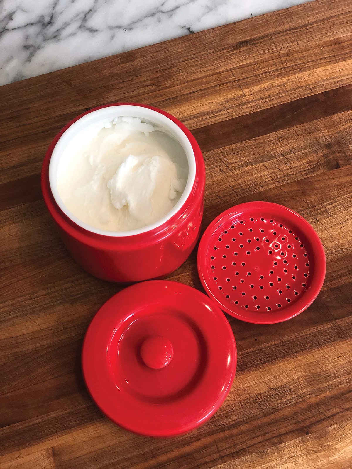 Fox Run Porcelain Bacon Grease Container with Strainer, Red Grease Container …