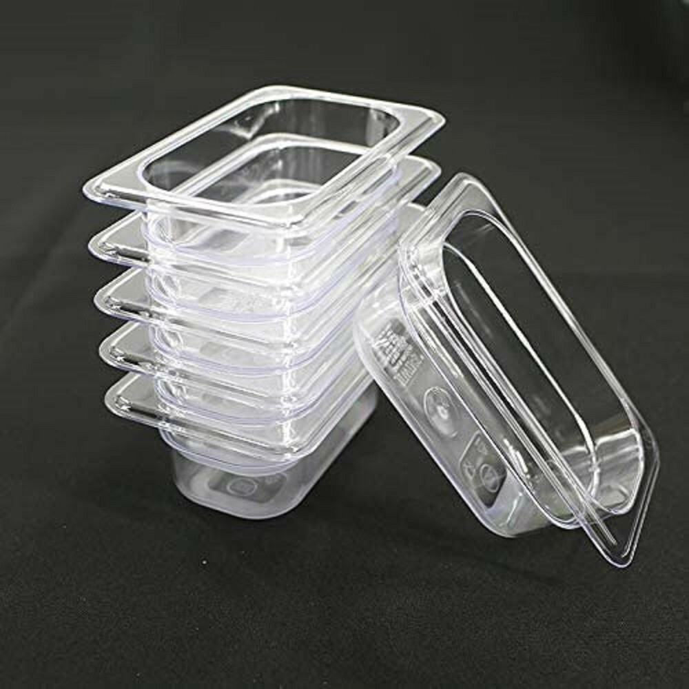Hakka 6 Pack 1/9 Size Food Pan 2.5″ Deep Clear Polycarbonate Storage Container