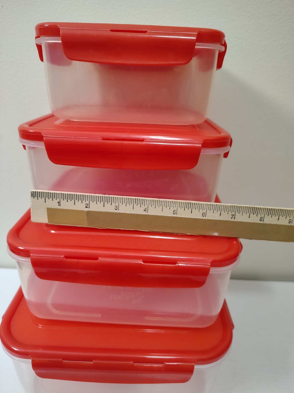 4 Lock & Lock Square Storage Nesting Containers red lids