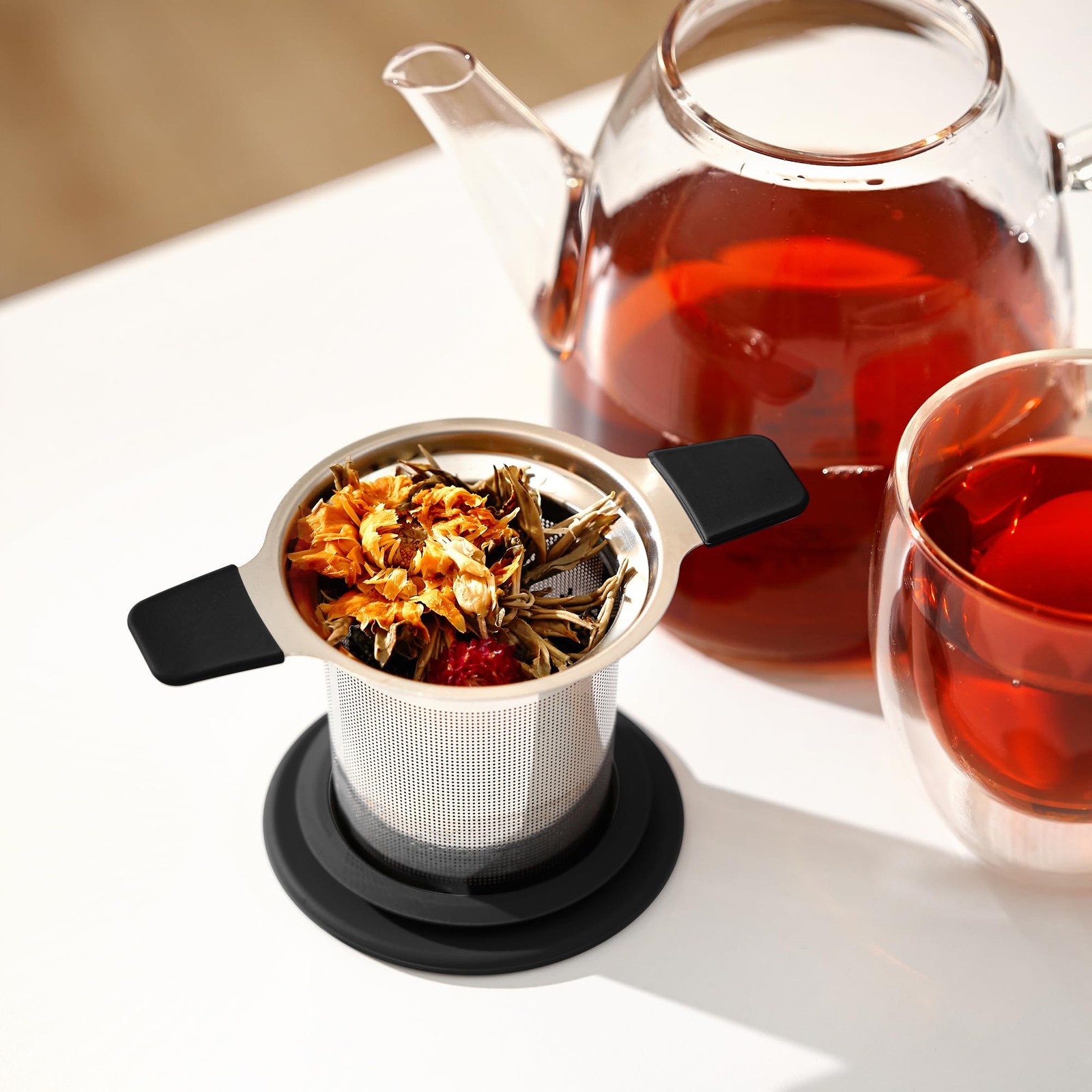 Stainless Steel Tea Infuser for Loose Leaf – Extra Fine Mesh Small, Black