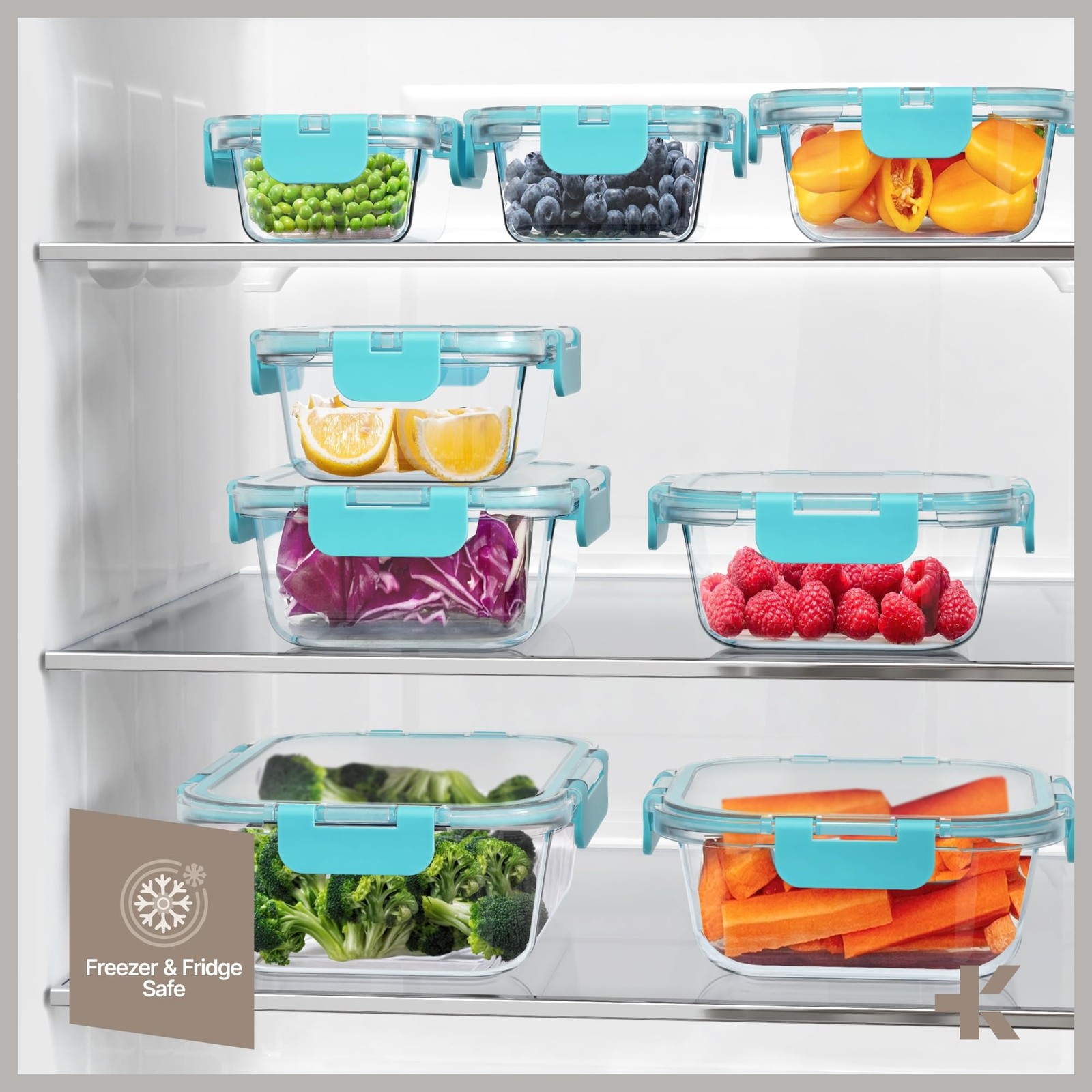 Bakken Borosilicate Glass Food Storage Containers with Lids 16 Pieces, BPA-Fr…