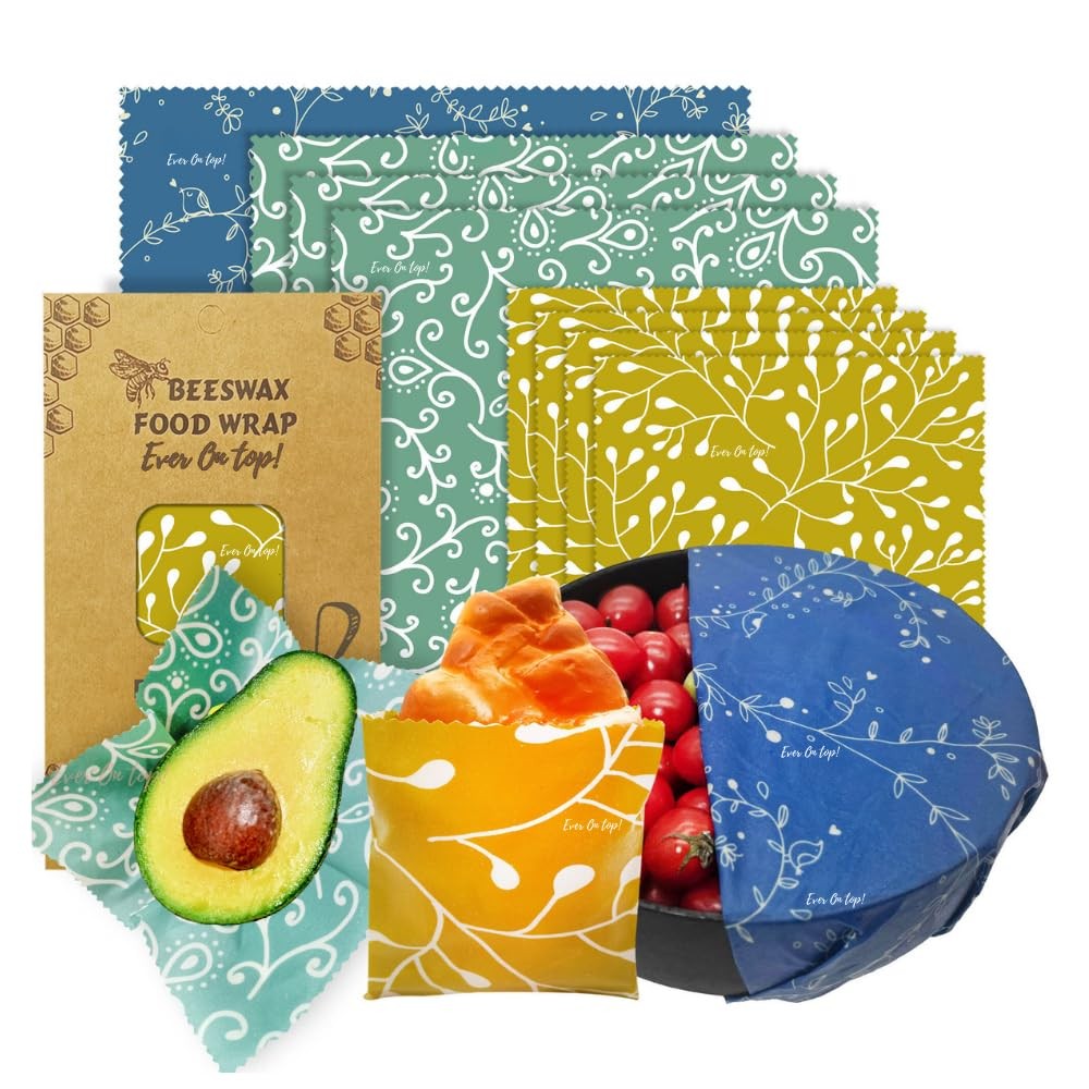 9 Pack Reusable Beeswax Wraps For Food – Zero Waste, Organic Bee wrap for foo…