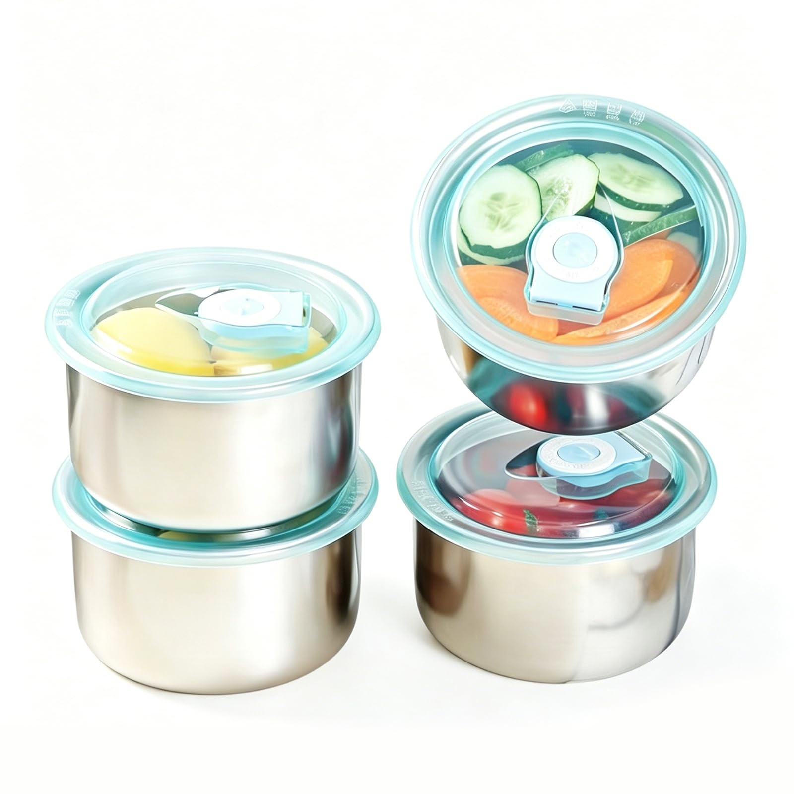 Stainless Steel Food Storage Containers Set of 4 Leak proof Metal Storage Bin…