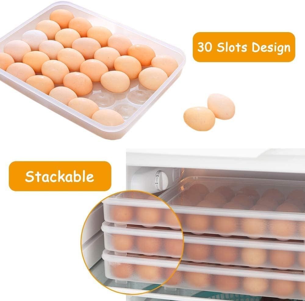 Covered Egg Holder for Refrigerator,30 Deviled Egg Tray with Lid,Plastic Egg …