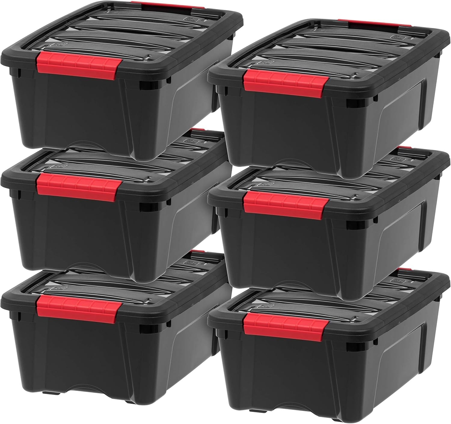 32 Qt Stackable Plastic Storage Bins W/ Lids 6 Pack BPA-Free Made in USA Garage