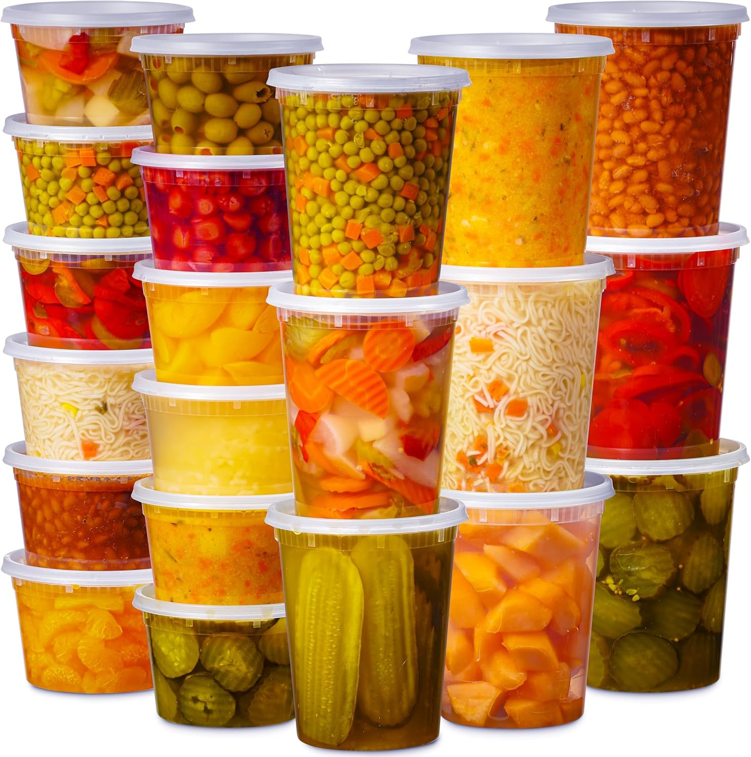 48 Pack Plastic Deli Containers with Lids (16, 32 Oz 24 Each) – Food Storage Con