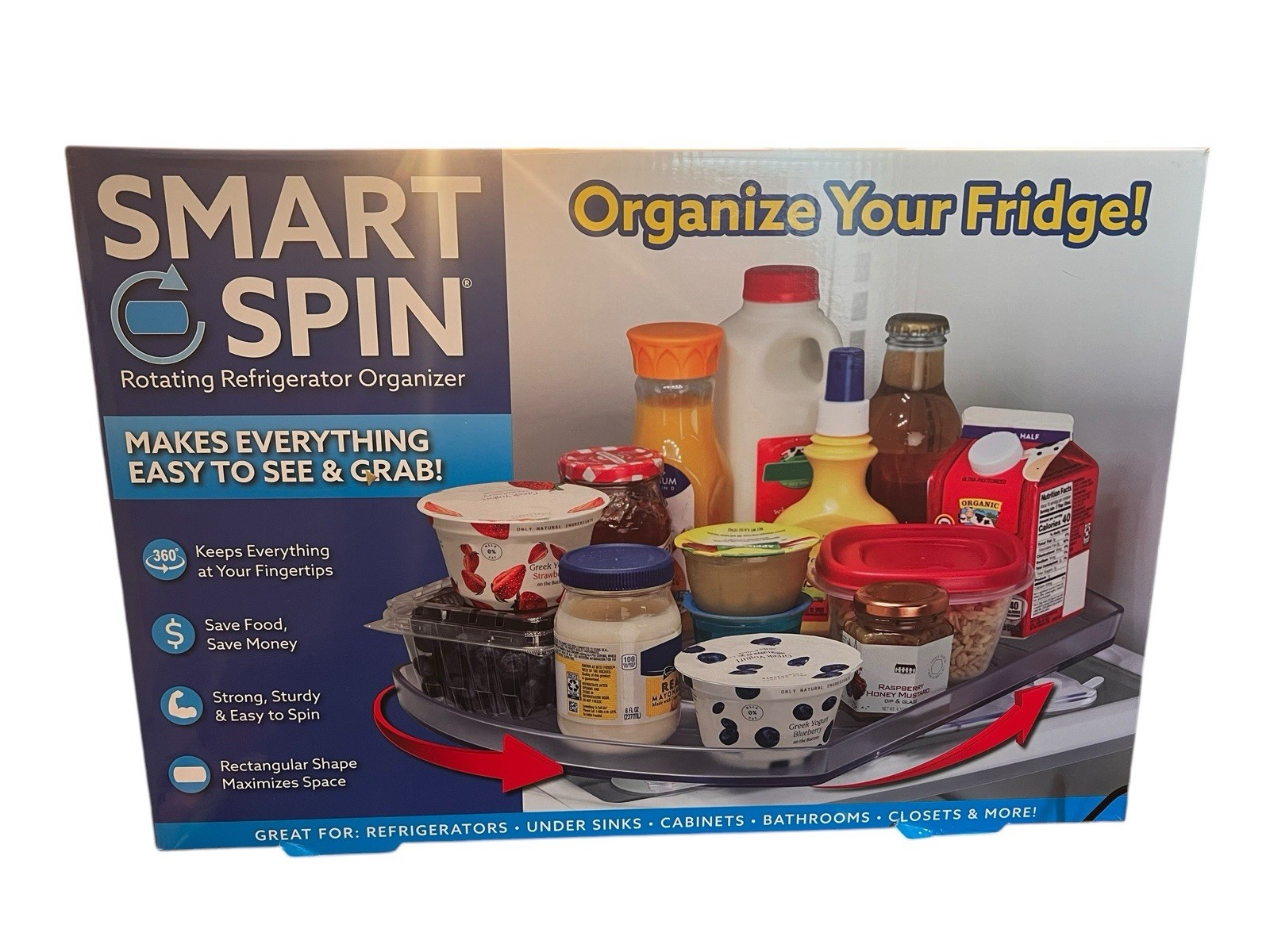 Smart Spin Rotating Refrigerator Organizer 360° Fridge Turntable Storage NEW