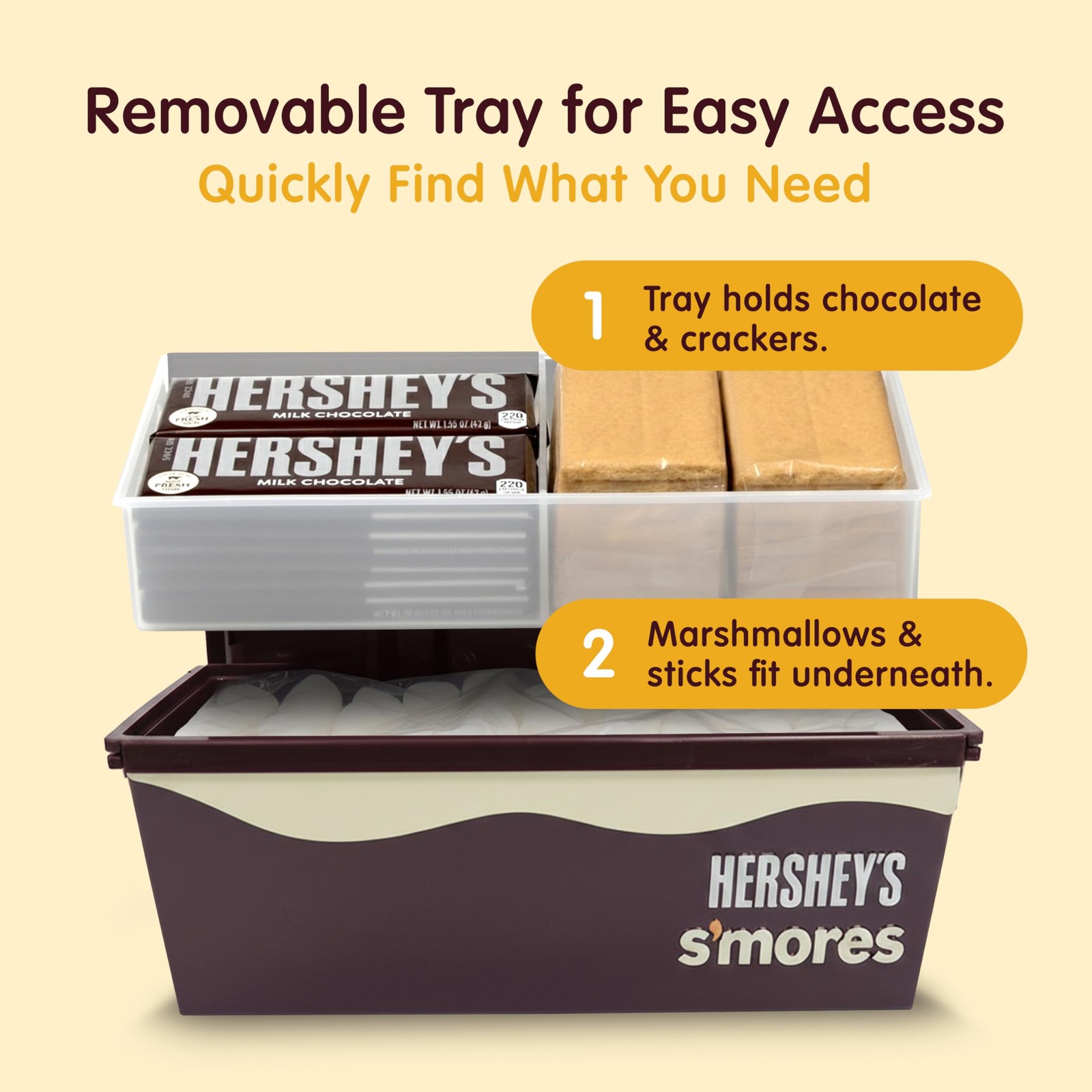 Mr. Bar-B-Q Hershey’s Smores Caddy Tray Organizer – 1 Pack, Brown