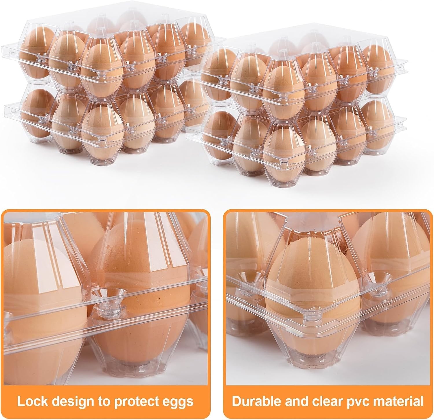 100 Pack 12 Count Plastic Egg Cartons Bulk Cheap Clear Reusable Egg Containers