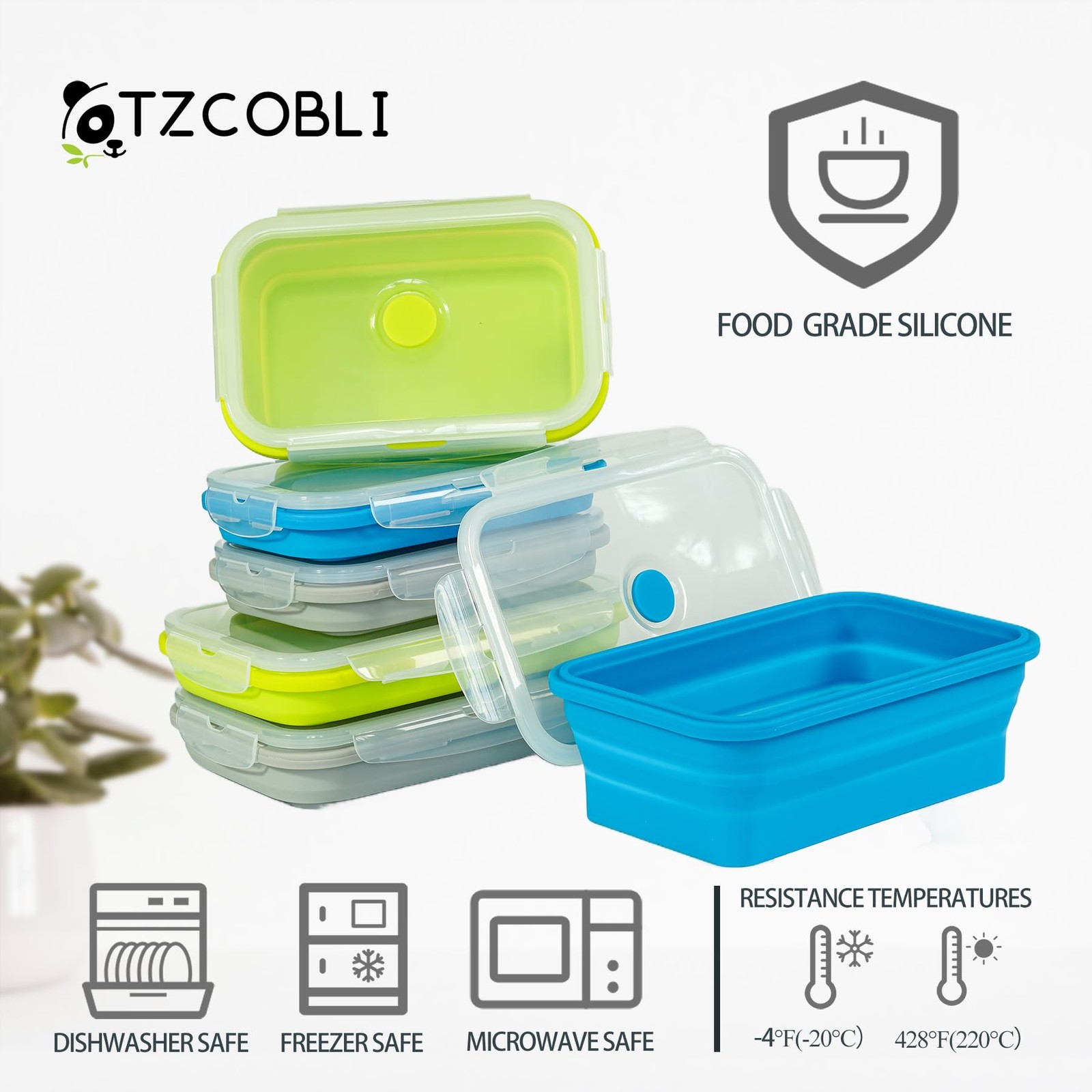 Plus 4PCS Foldable Silicone Food Storage Containers for Kitchen Storage for L…