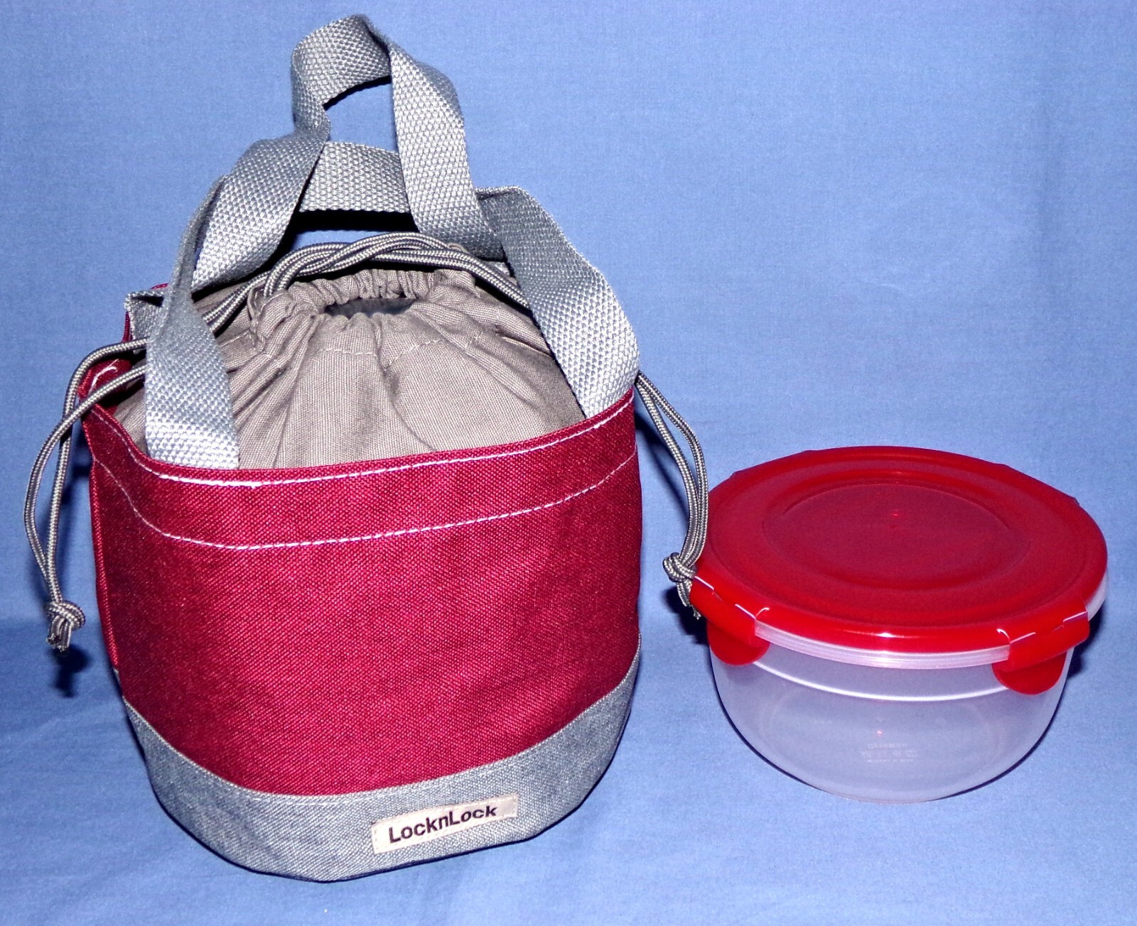Lock & Lock Red Classic 32oz Bowl with a Red & Grey Mini Tote/Bag All New