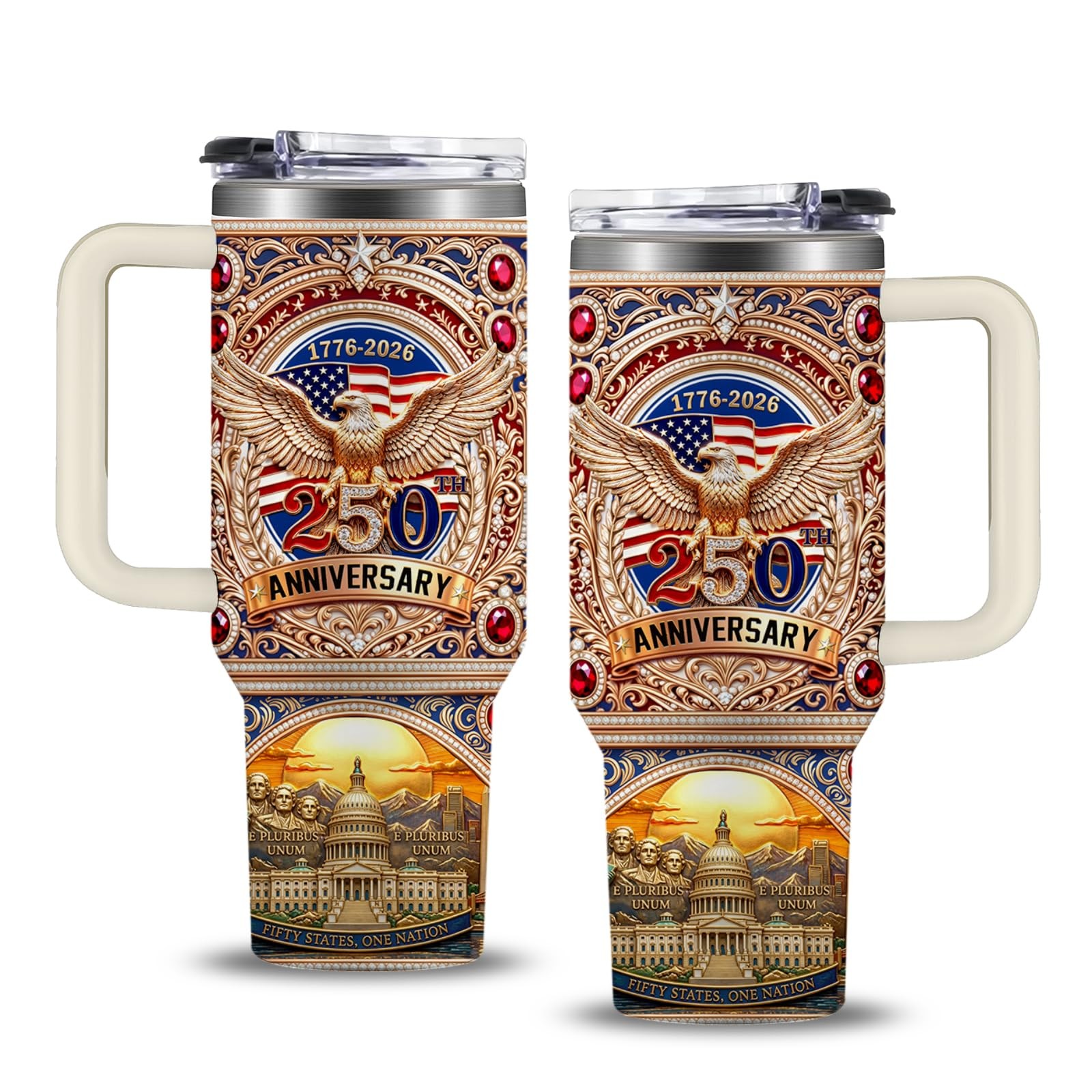 Niaxauyt 250Th Anniversary Usa Gifts Tumbler 40Oz Handle And Straw Patriotic