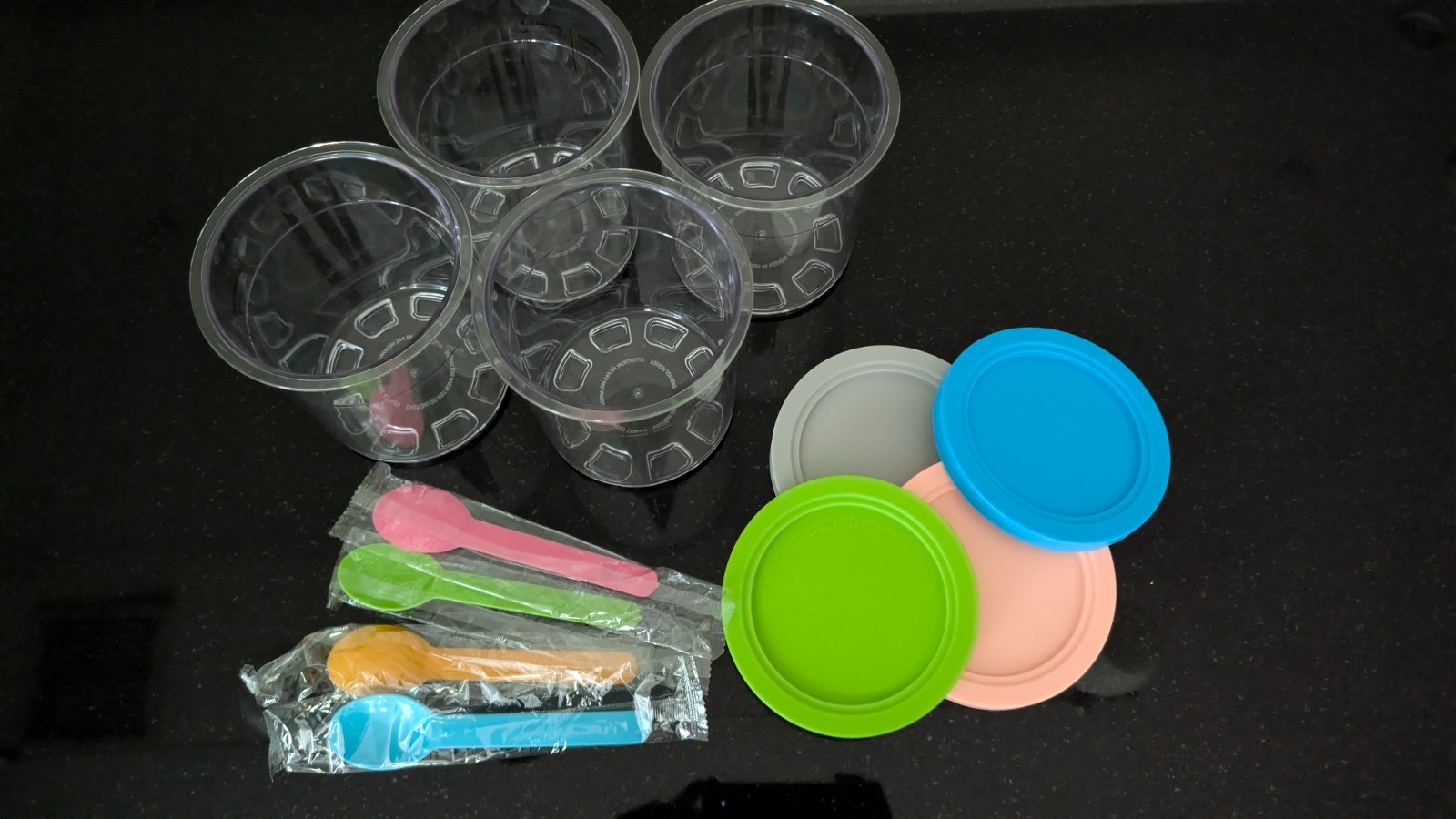 4-Pack Ninja Creami Deluxe 24oz Pints, Lids & Spoons for NC501 NC500