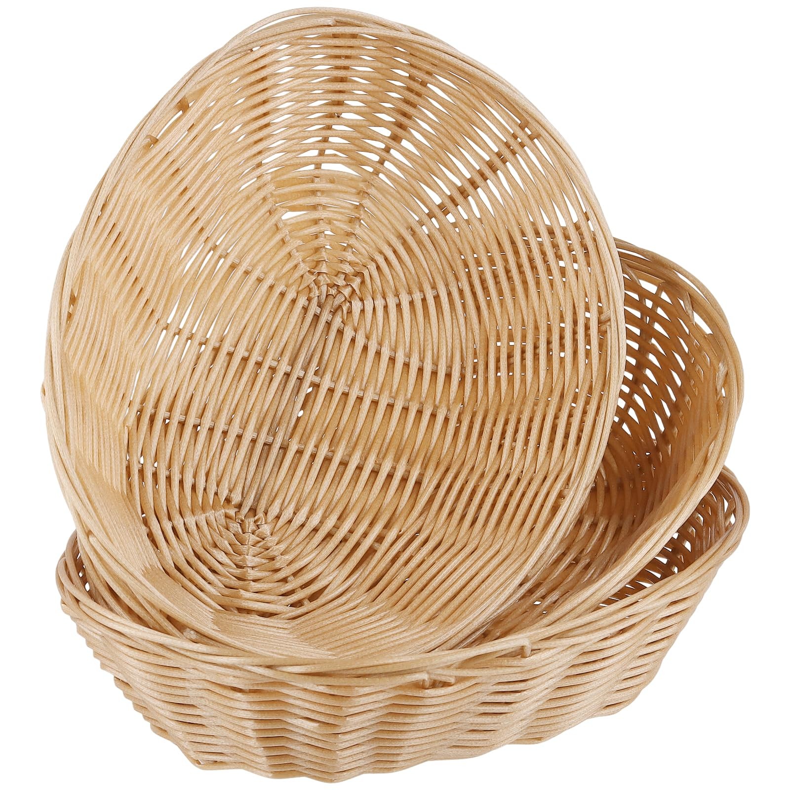 20 PCS 9x6x2.3 Inch Oval Small Woven Bread Basket Food Serving Light Brown