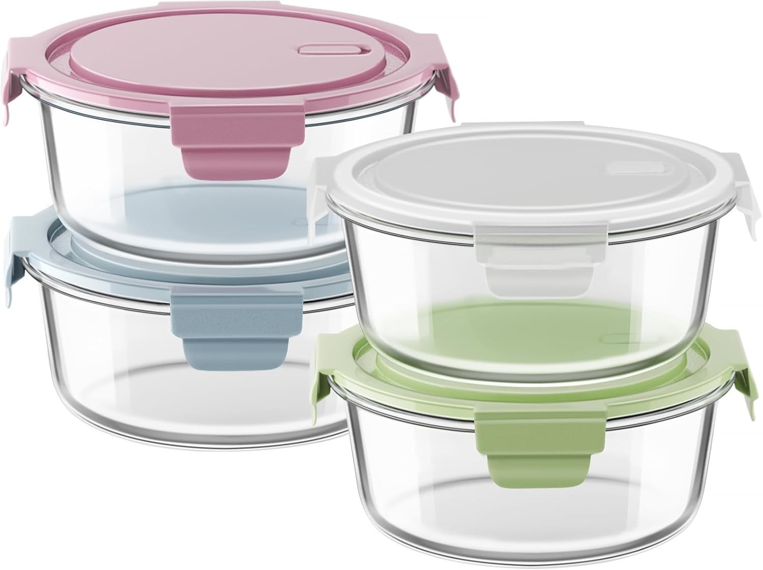 Airtight Glass Meal Prep Containers – 30oz, Microwave, and Freezer Safe – 4 Pack