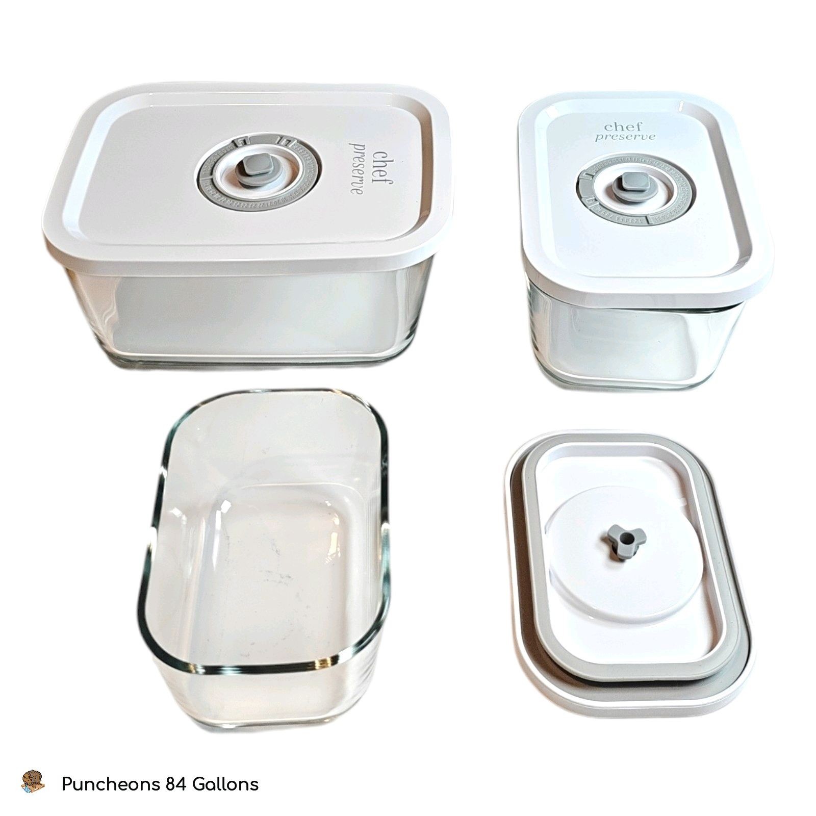 CHEF PRESERVE Glass Vacuum Seal Containers for Food Storage Small Medium Large