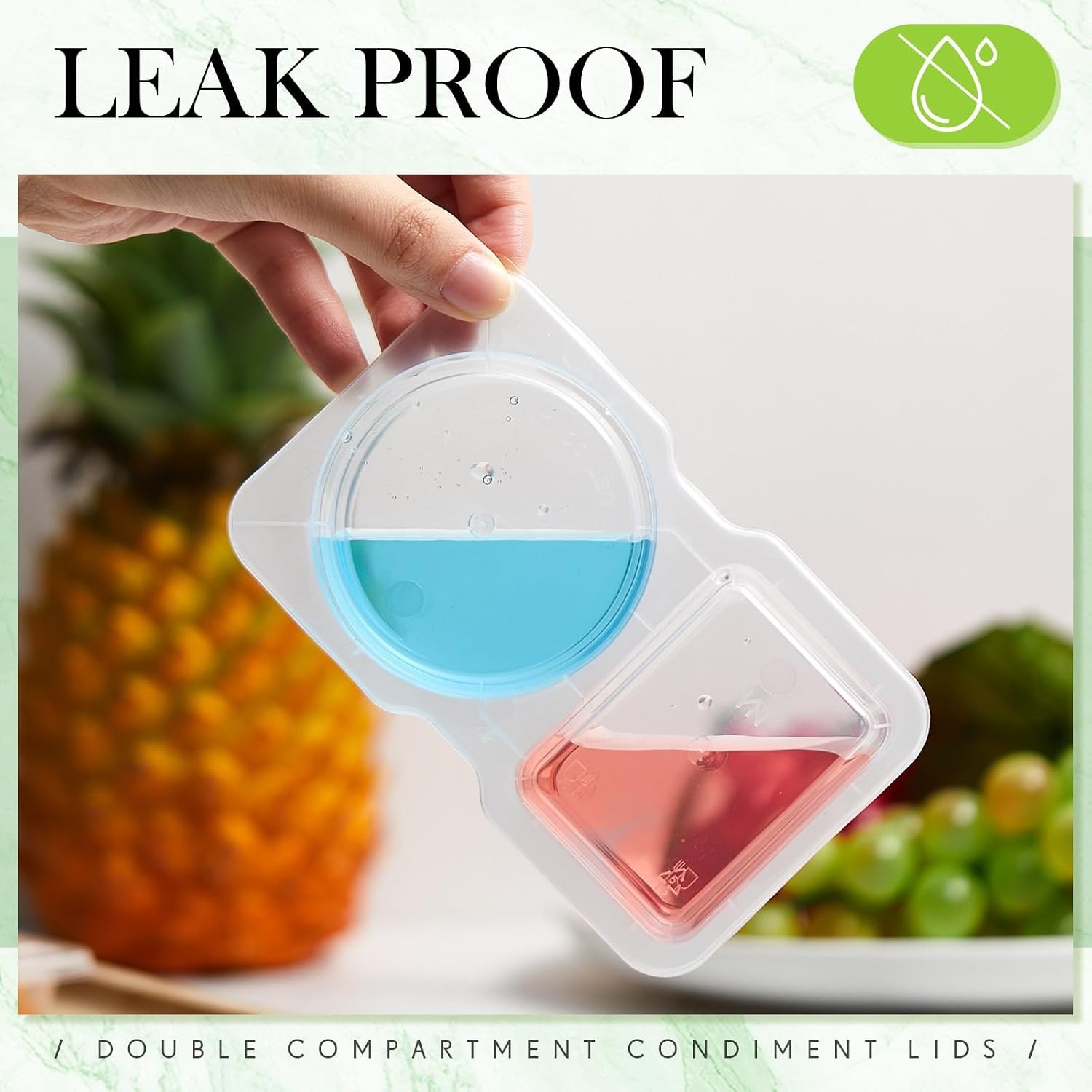 10 Pcs Pack Snack Containers with Lids, 5 oz Double Compartment Plastic Food