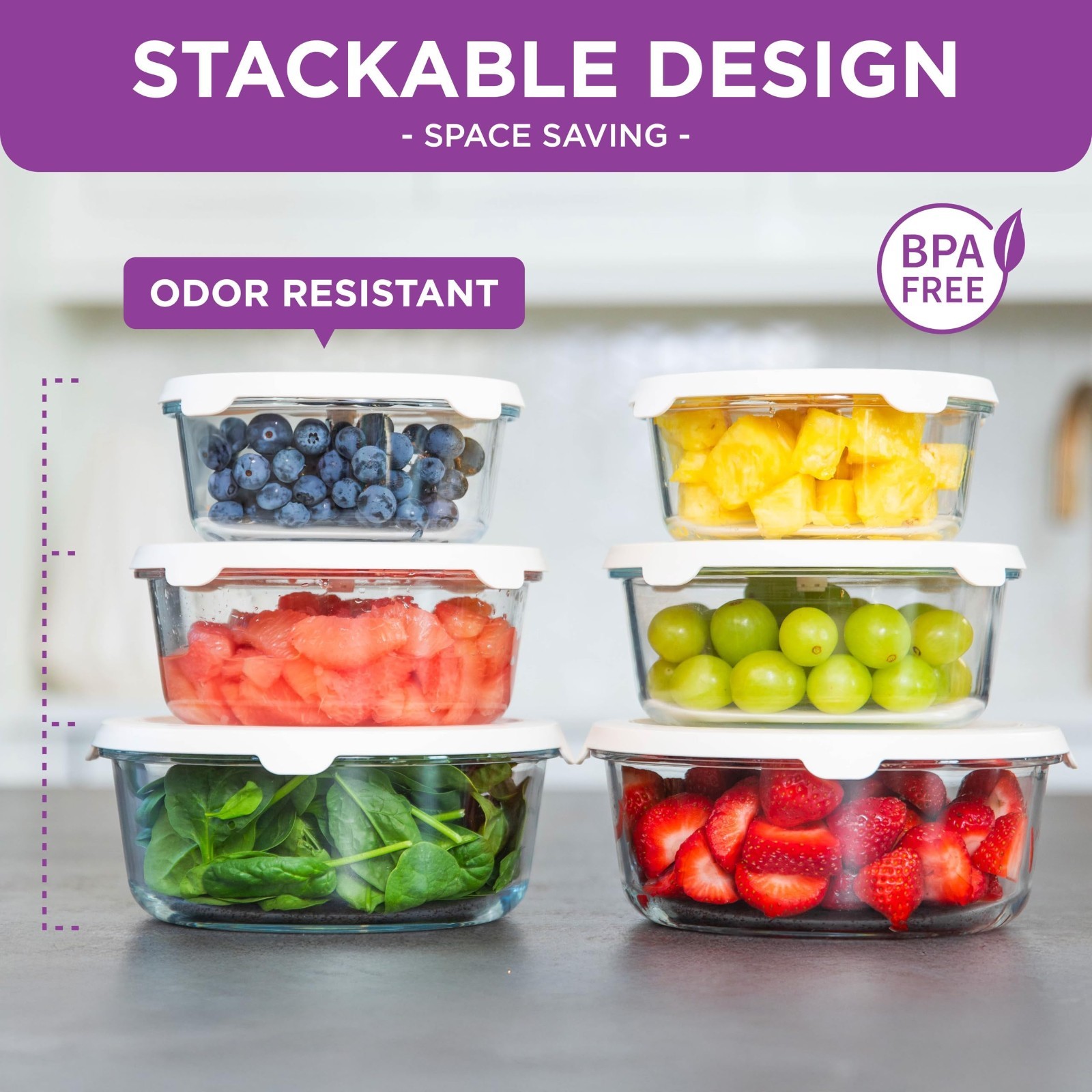 Vacuum Food Storage Containers Set of 6 – BPA-Free Glass, Leak-Proof, Meal Prep