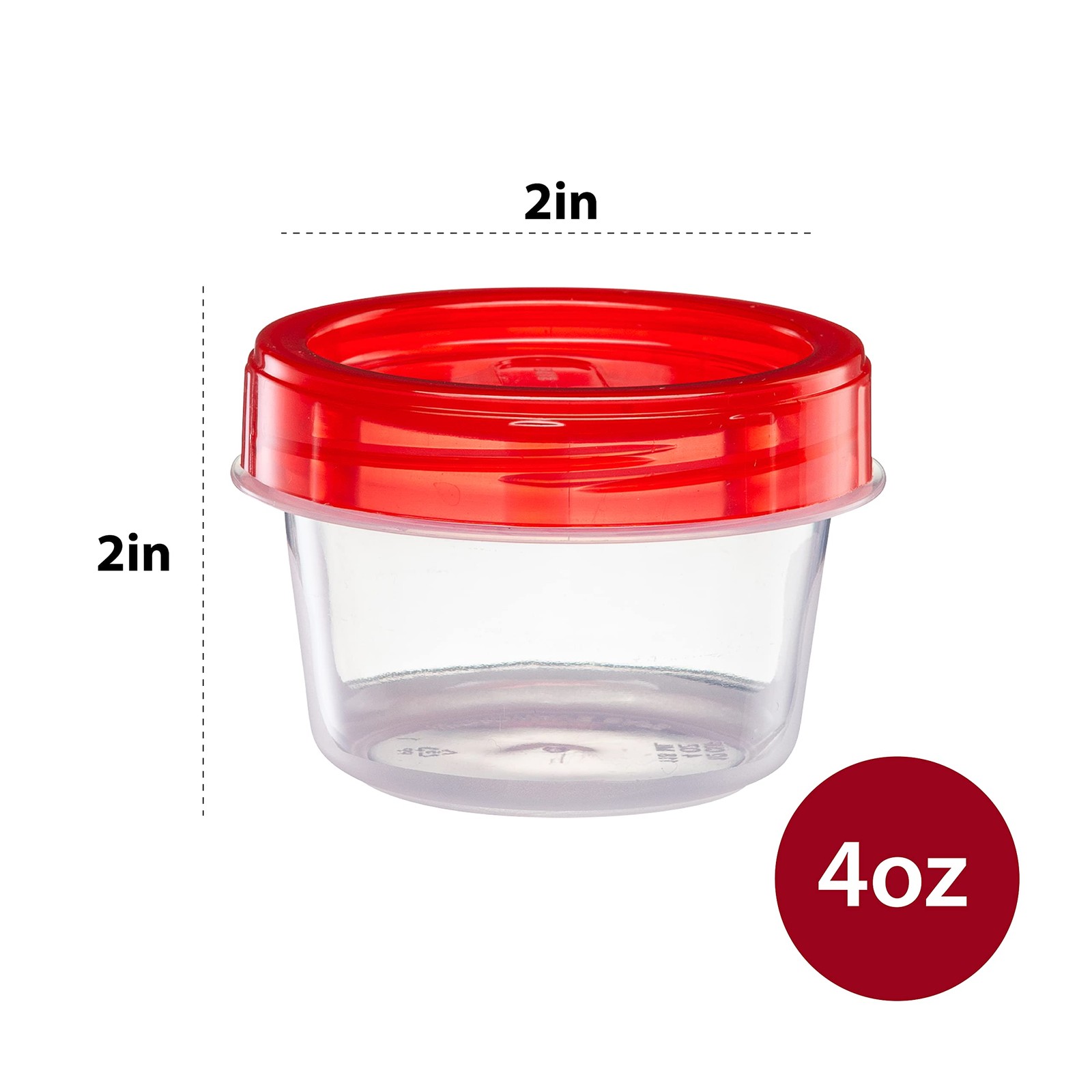 (4 Ounce 10 Pack) Twist Cap Containers Clear Bottom with Red Top Screw on Lids T