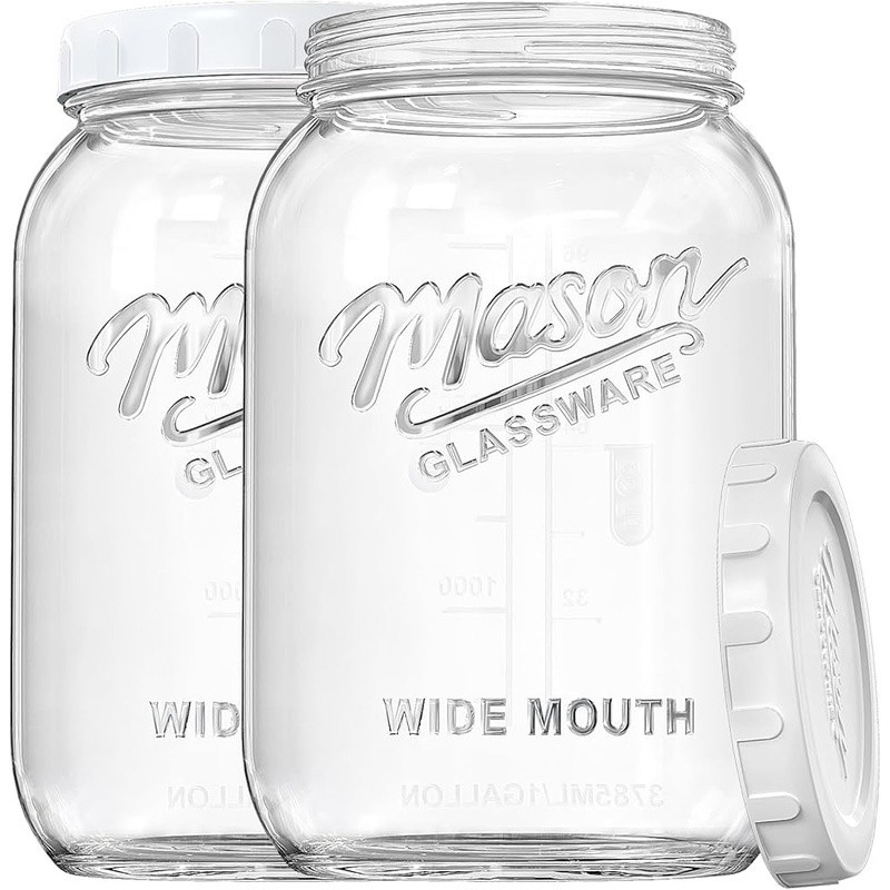 Vintage Large Glass Storage Containers W/ Airtight Lids Food Fermentation New