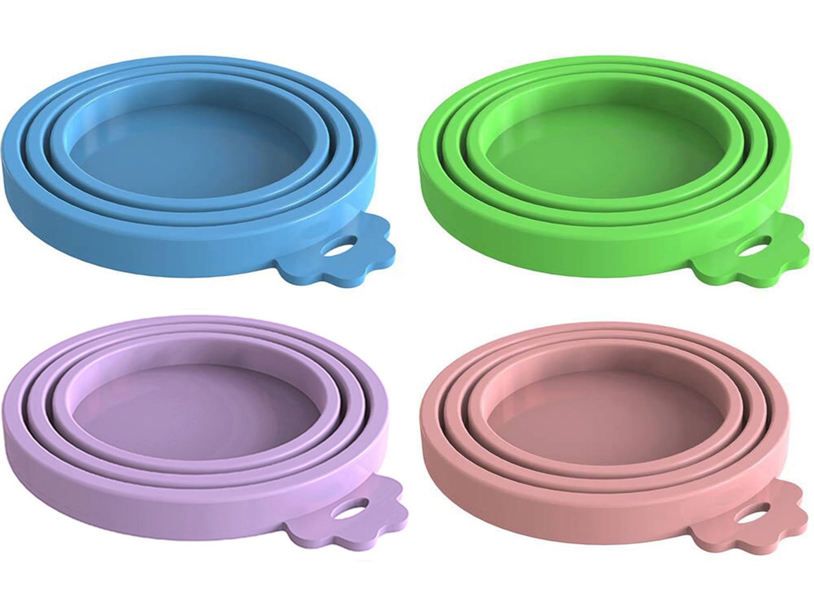 WANBAO 4 Pack Silicone Pet Food Light Blue, Green, Purple, Pink