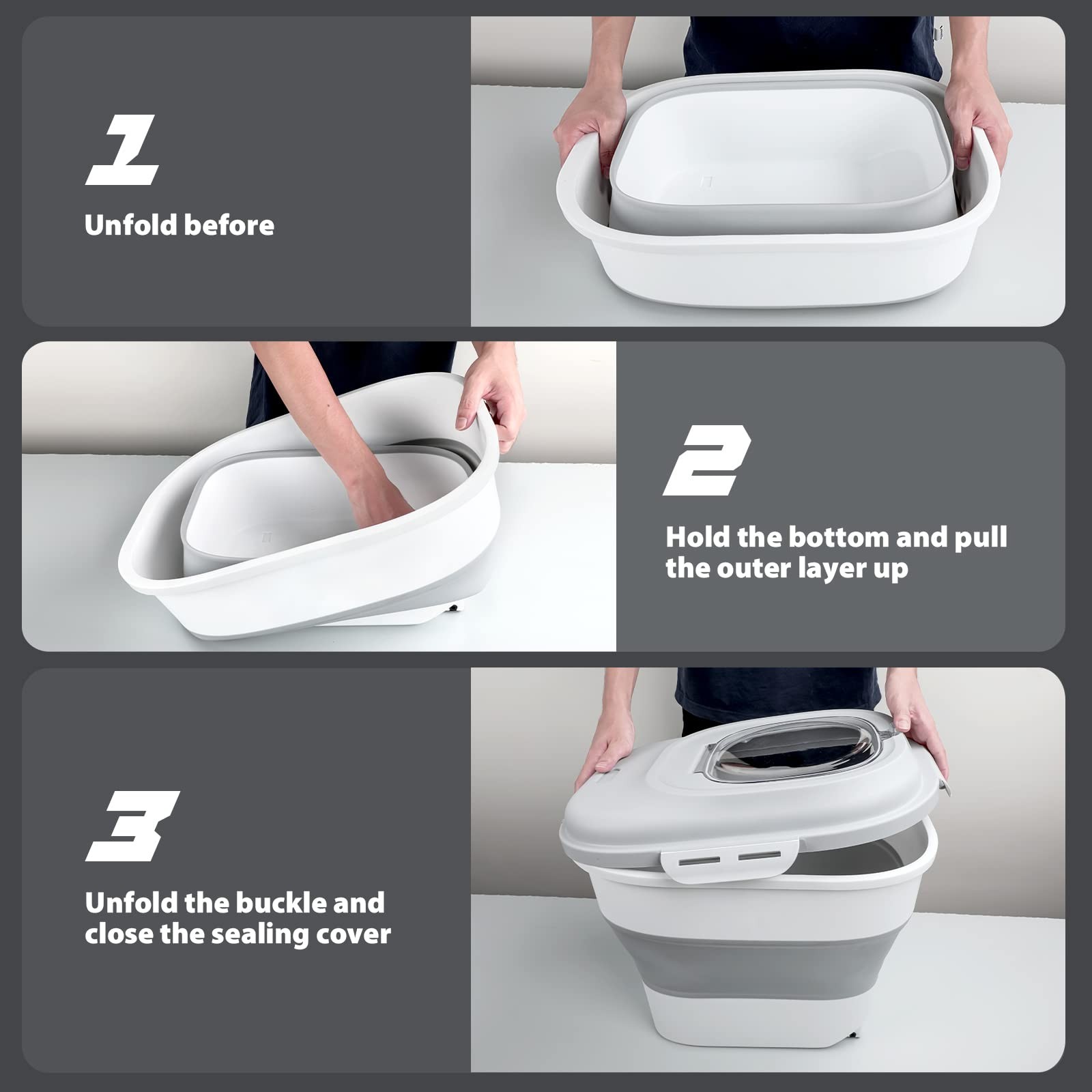 Viretec Cereal Rice Storage Containers, 20 to 50Lbs Collapsible Dry Food Disp…