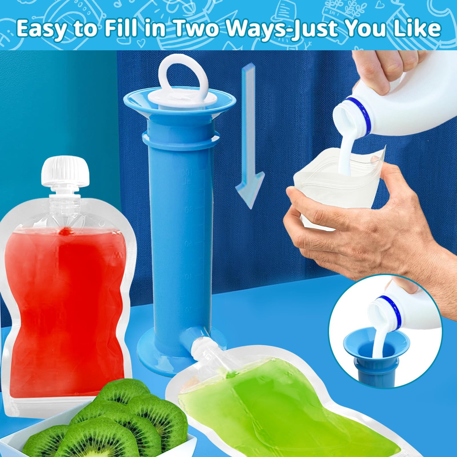 6PCS Reusable Baby Food Pouches Filler Kit Baby Food Pouch Maker for Applesau…