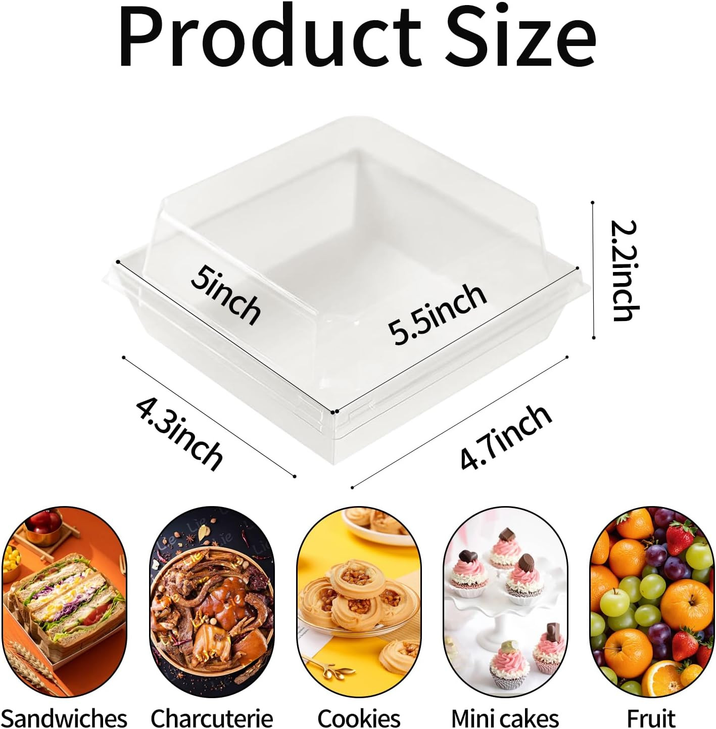 100 Pack Small Charcuterie Boxes with Clear Lids, 5.5 Inch to Go Paper Mini Food