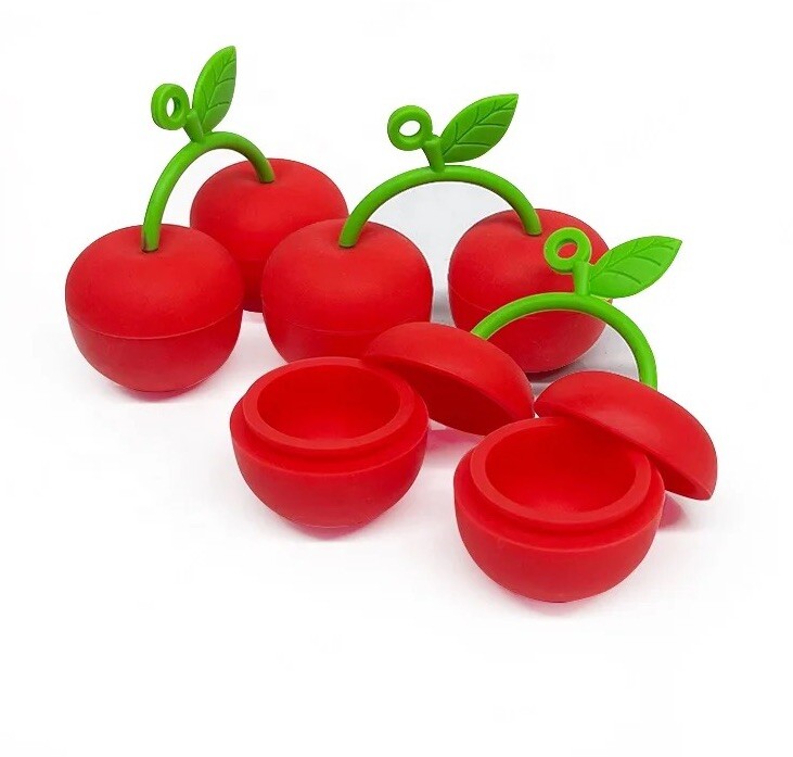 3 Sets of 10ml RED Cherry Silicone Wax Container Non-stick Oil Jars Stash Jars