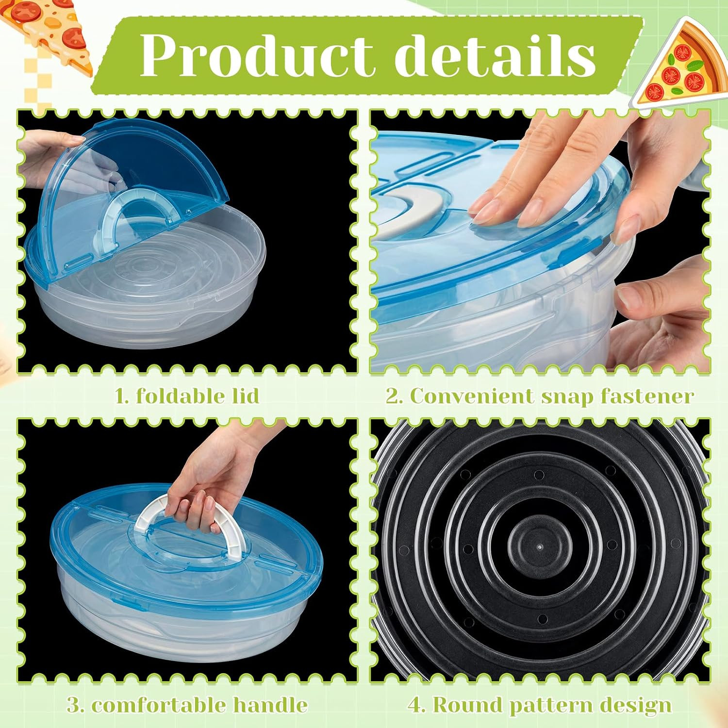 2 Pie Carrier with Lid and Handle 12 Inch round Plastic Food Storage