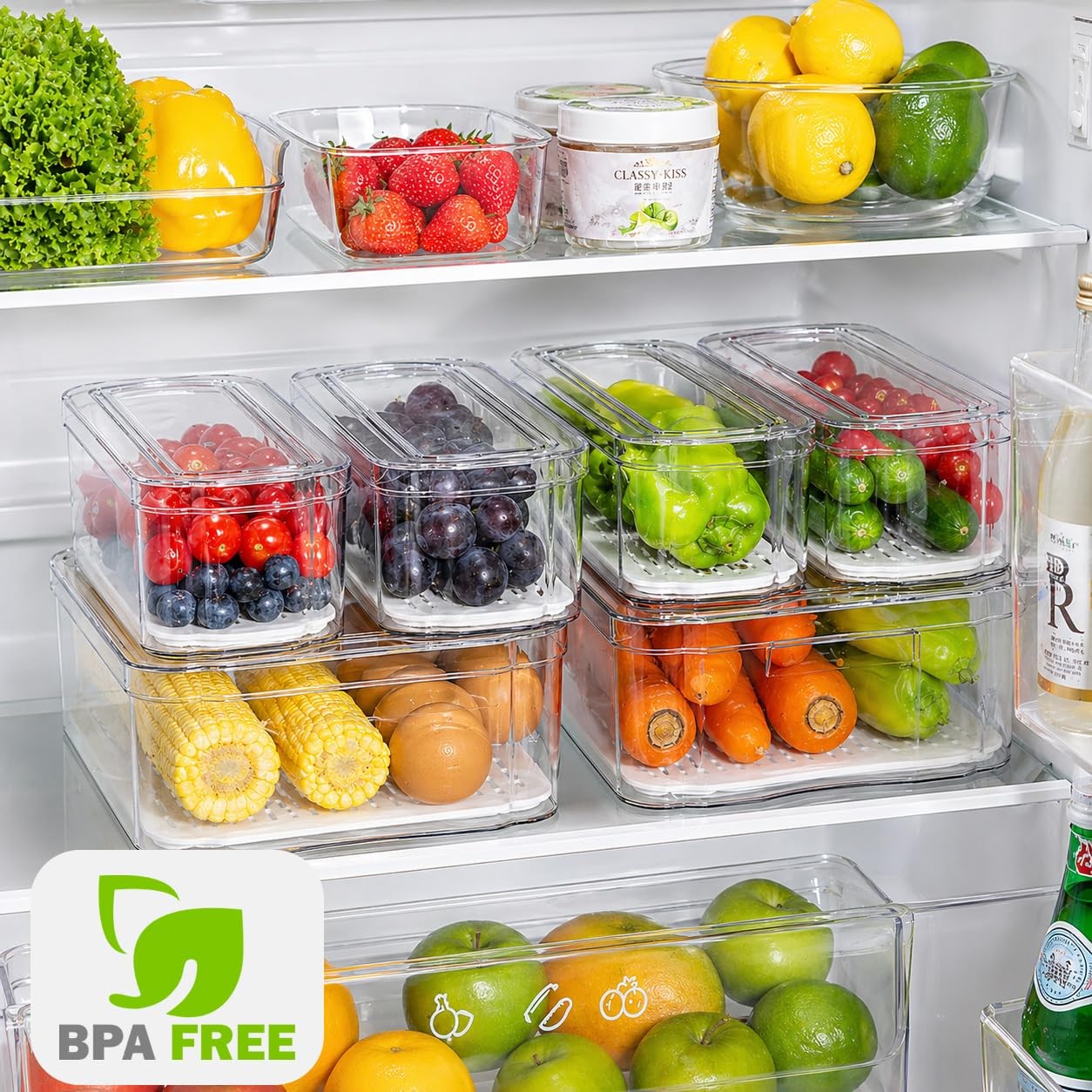 Smrcad 10 Pack Refrigerator Organizers Clear Container And Organizer Bins Lids