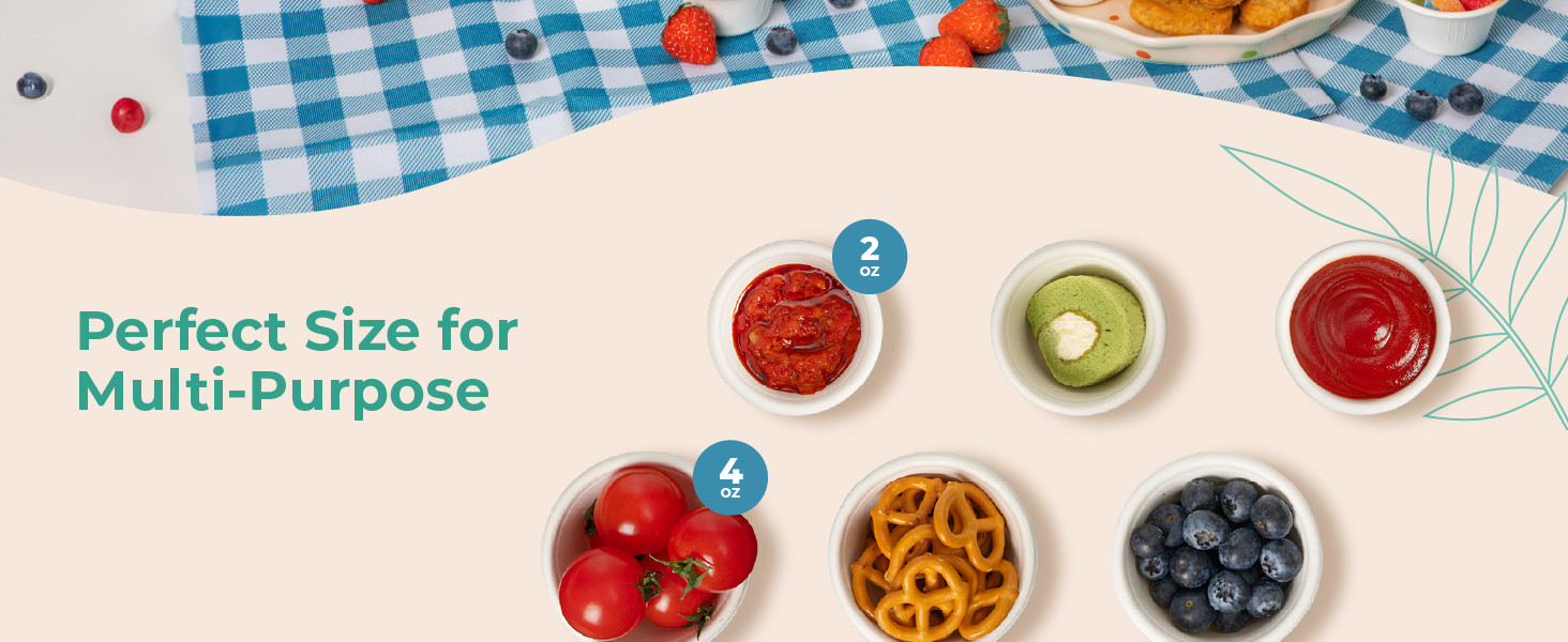100 Pack] 2 Oz Compostable Disposable Condiment & Sample Cups, Biodegradable