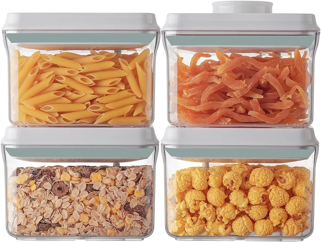 Airtight Container Set (1000ml 4 Pcs) Stackable One Press Openning Food