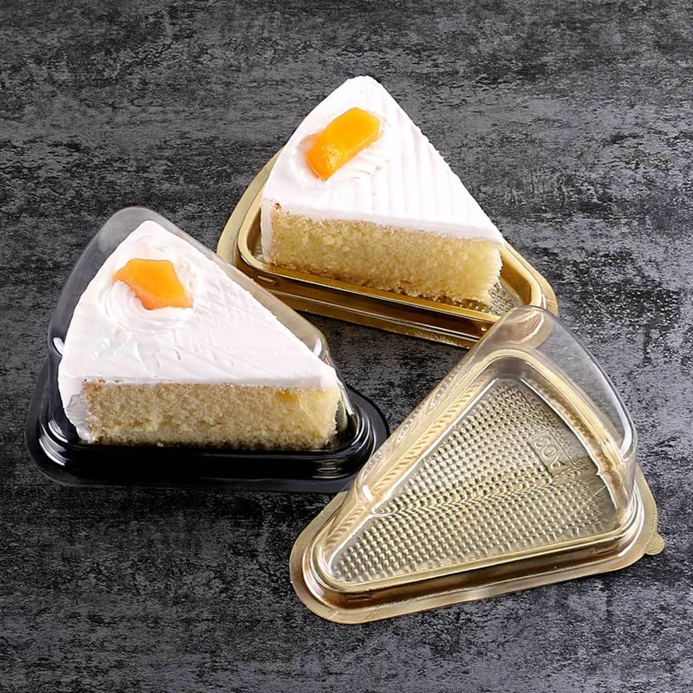 Clear Lid Black Gold Base PET Holder Pie Cake Slice Bakery Boxes Containers